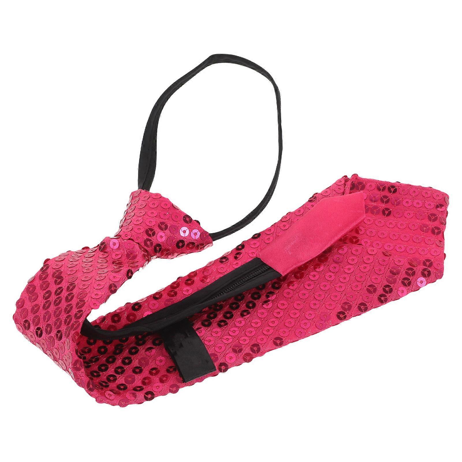 3Pcs Rosy Sequin Tie for Dance and Stage Performance with Sparkling Design