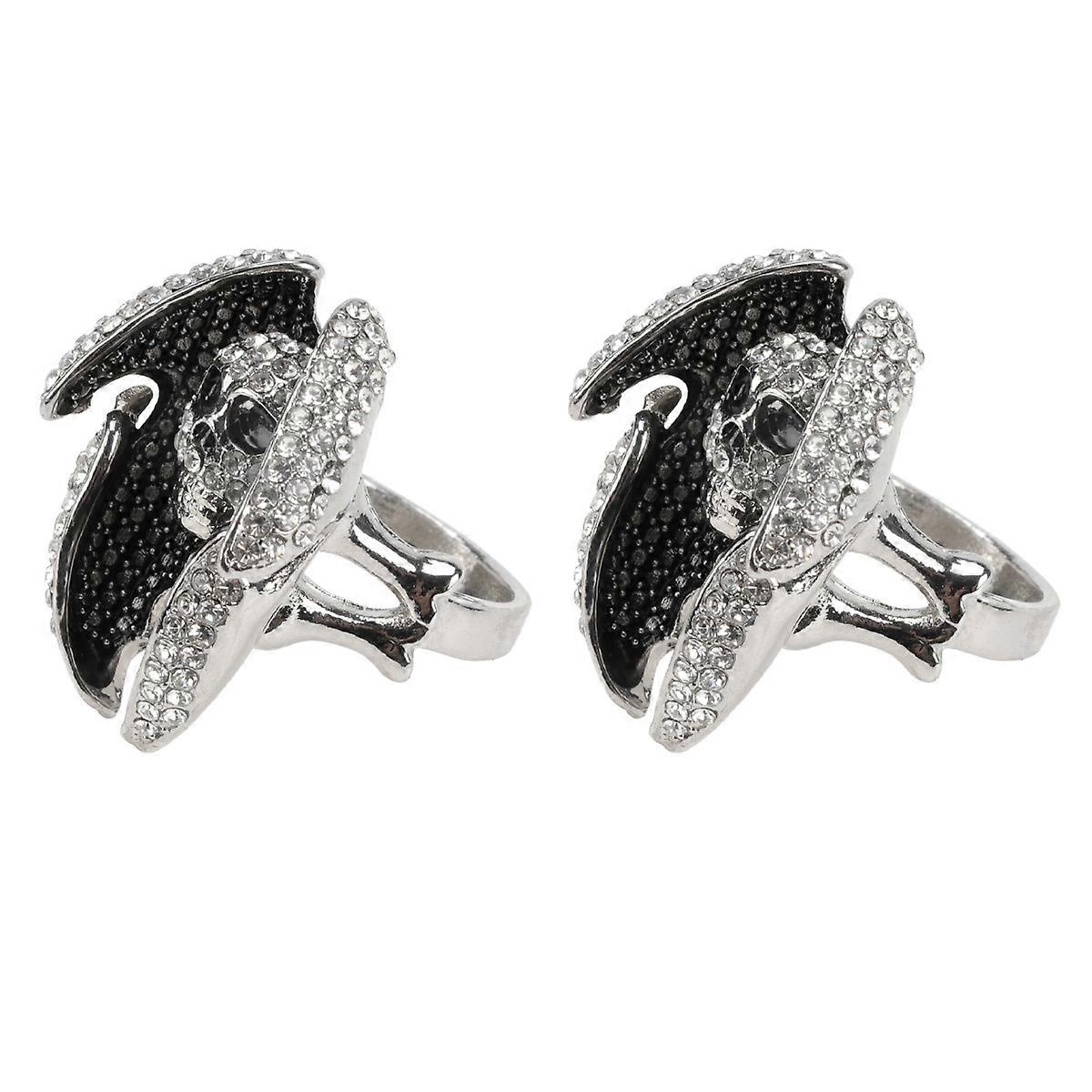 Skull Ring Retro Skull Ring for Decoration Use 2Pcs Finger Rings