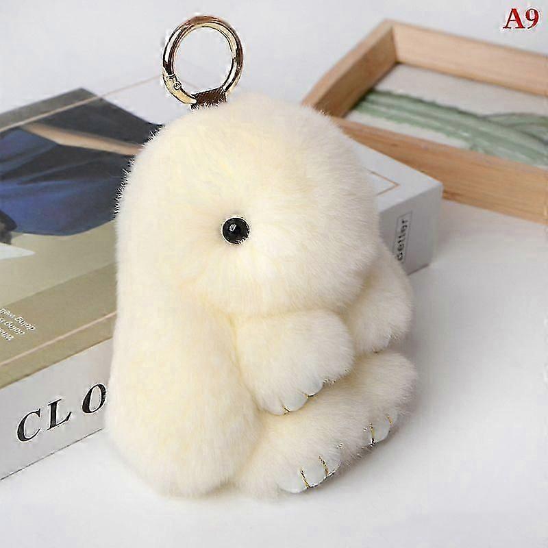 Fluffy Fur Pompon Bunny Keychain Ring Trinket Accessory