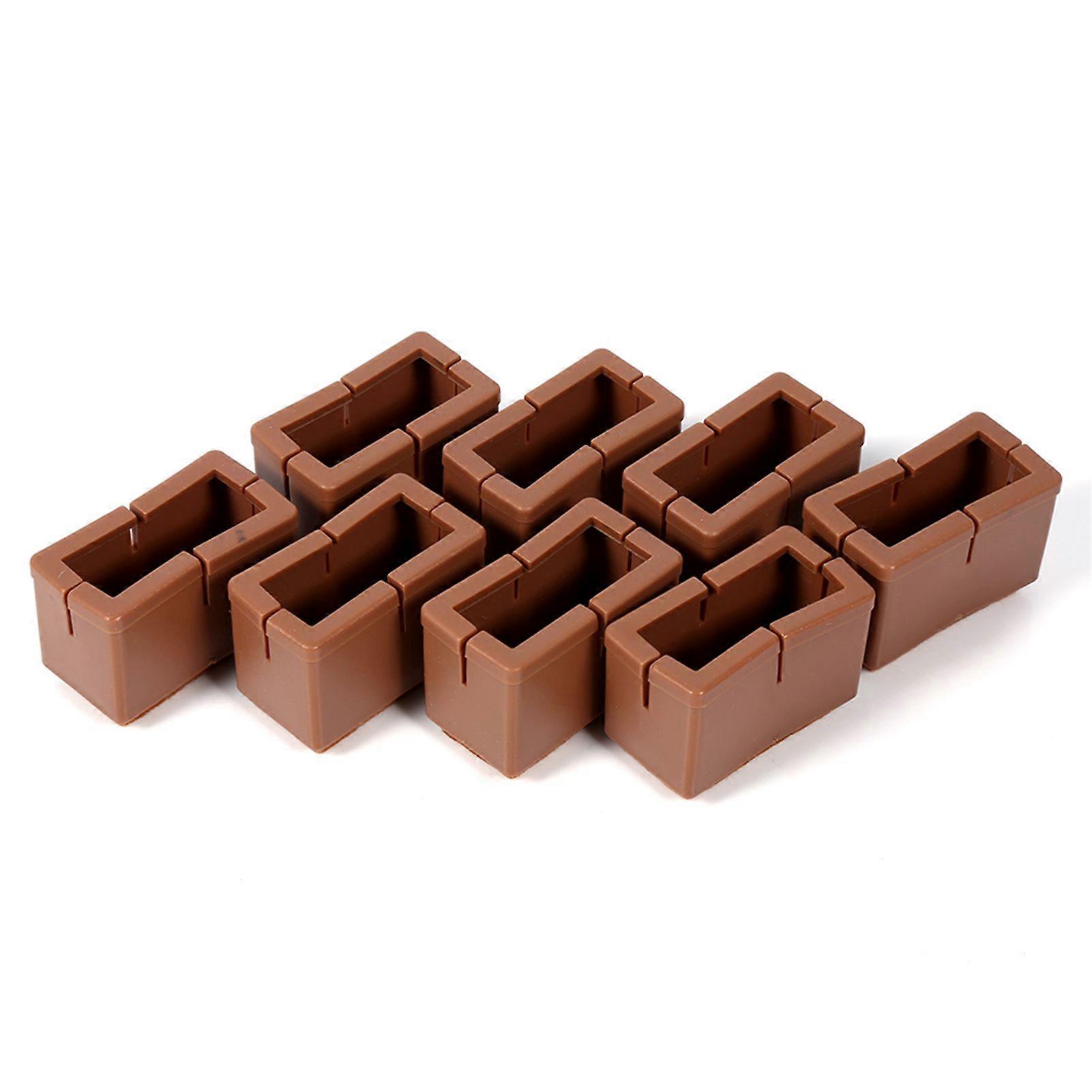 8 Pcs / Set Chair Legs Cover Rectangle Furniture Legs Protector with Rubber Sole(Coffee)