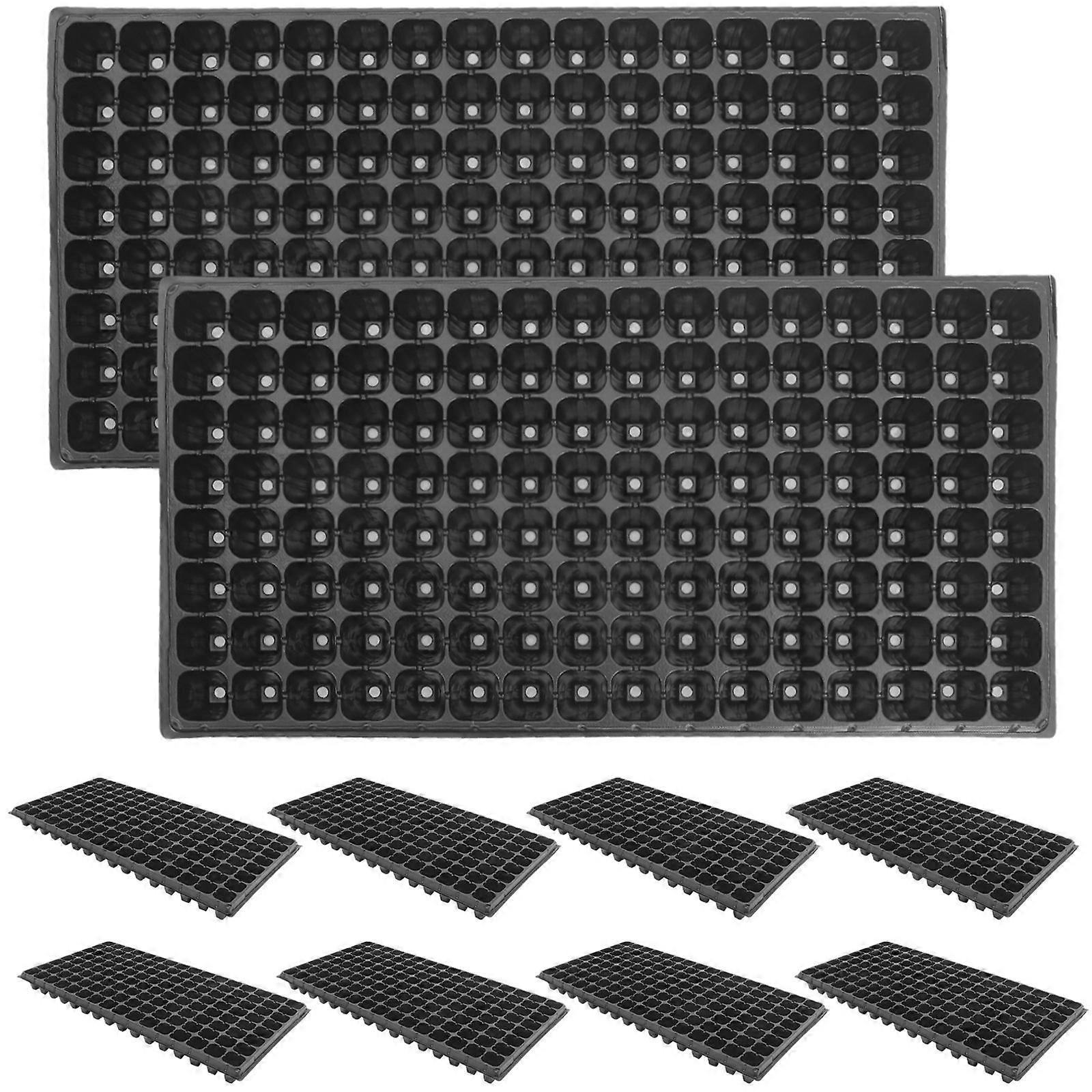 10 Stück Tablett Sprossenplatte 128 Zellen Anzuchttöpfe Tablett für den Hausgarten Bonsai DIY (Schwarz, 80g)