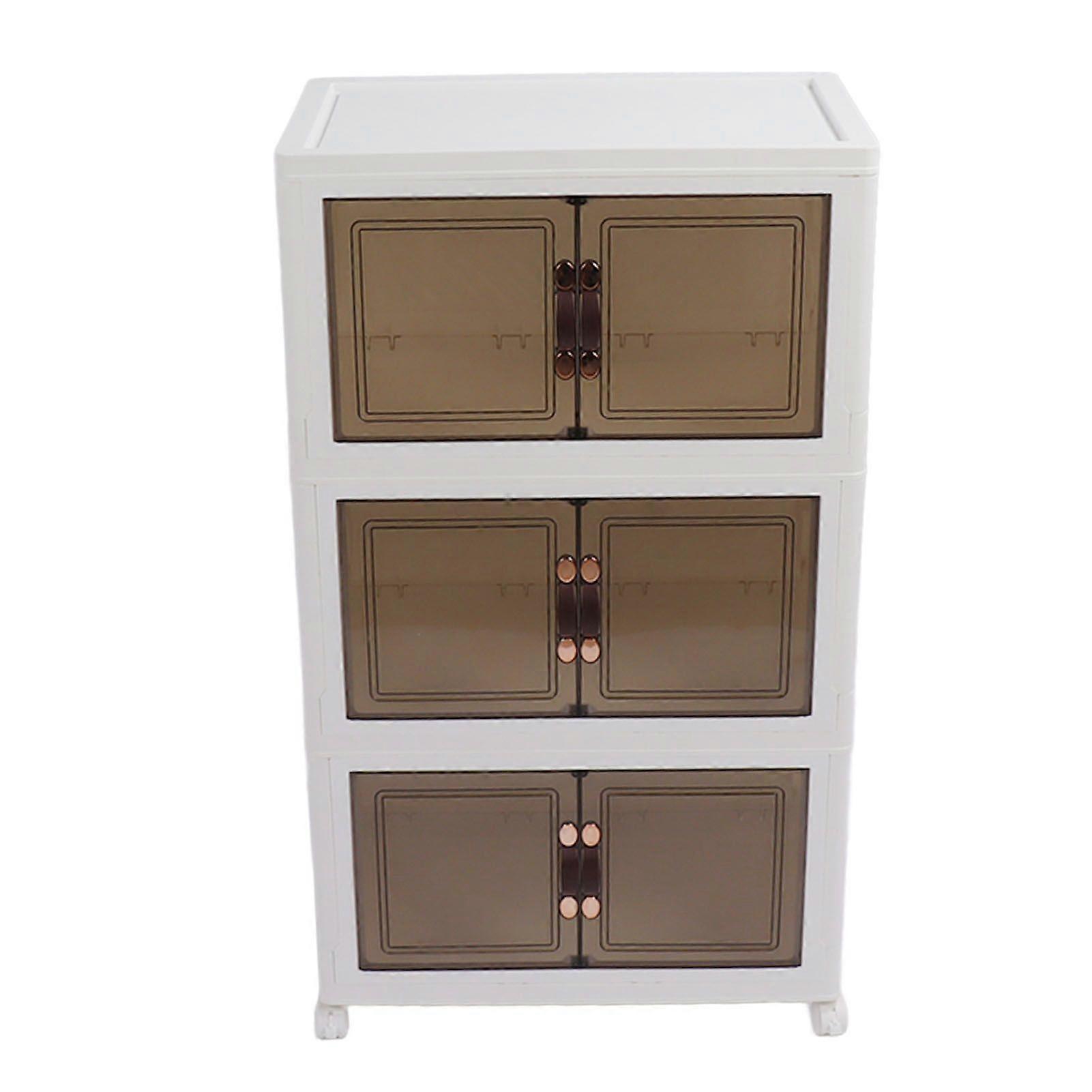 Collapsible Stackable Storage Bins Dustproof Folding Storage Bins Organizer with Lids 4 Moveable Wheels Large Capacity Thick 3 Layer 45x30x77cm