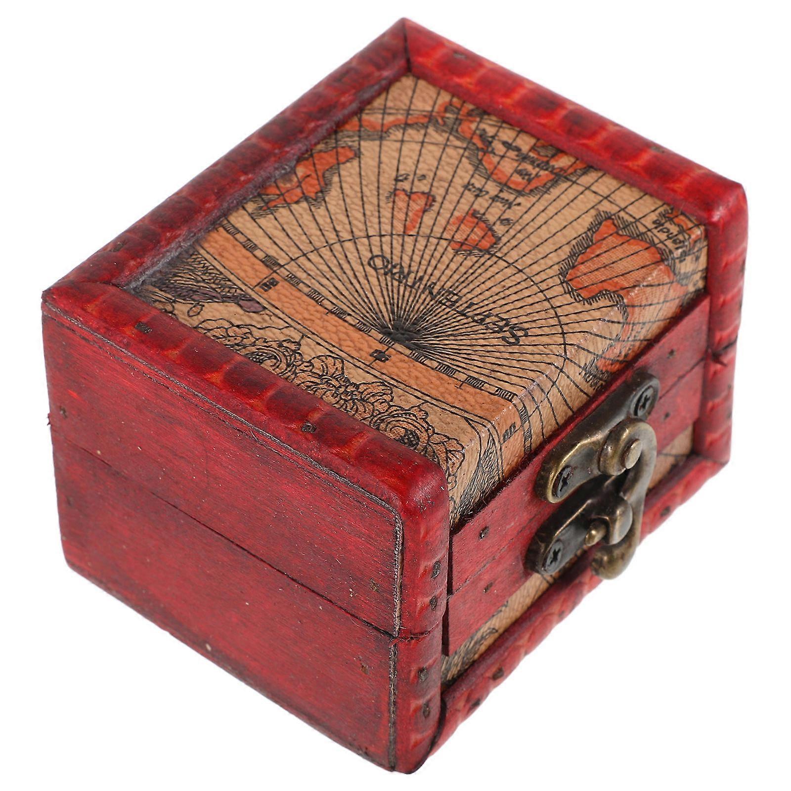 Trinket Boxes Wooden Jewelry Box for Storage 4Pcs Featuring Map Design