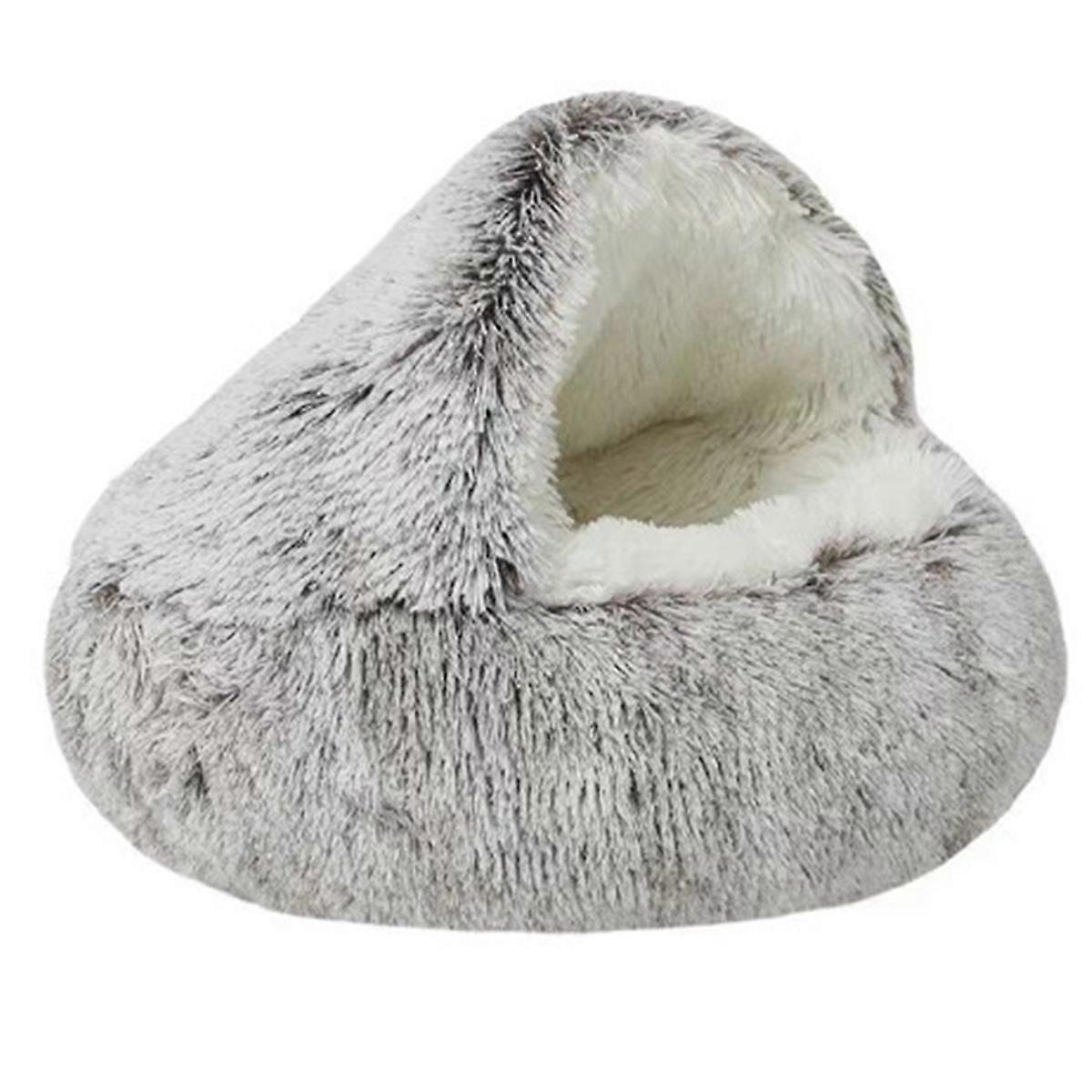 Soft Plush Round Cat Bed Pet Warm Comfortable for Small Dogs, Brown