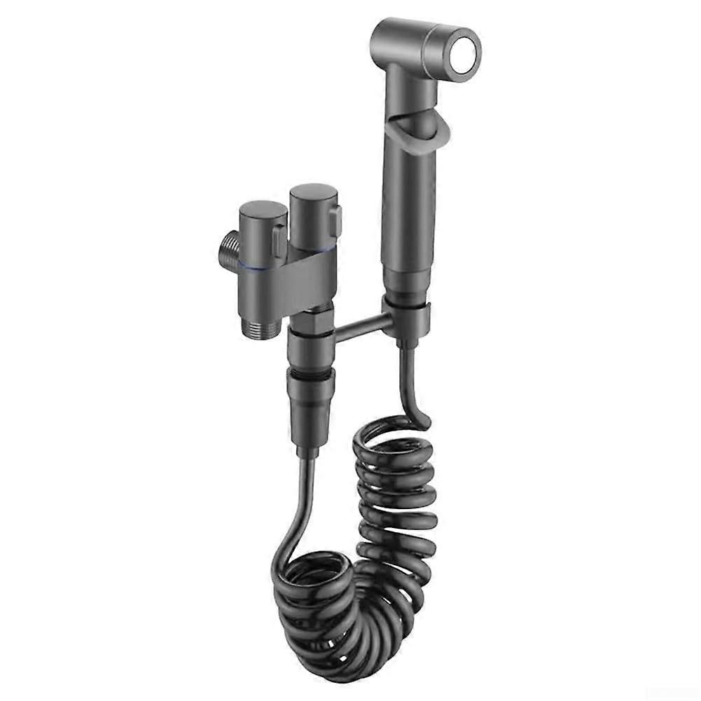 Handheld Bidet Sprayer Kit With Angle Valve, Dual Water Outlets, Easy Installation, Gray