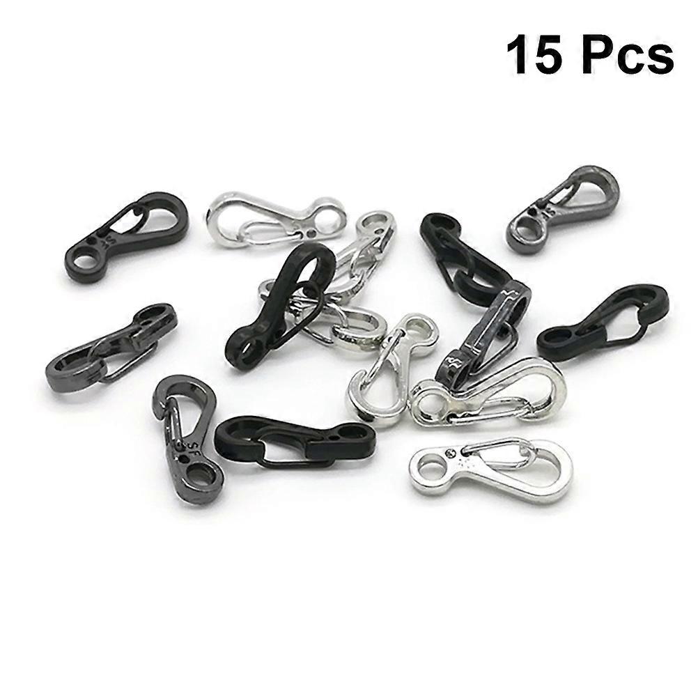 Carabiner Spring Clip Hook Mini for Umbrella Rope Multi Color Flashlight Holder 15Pcs
