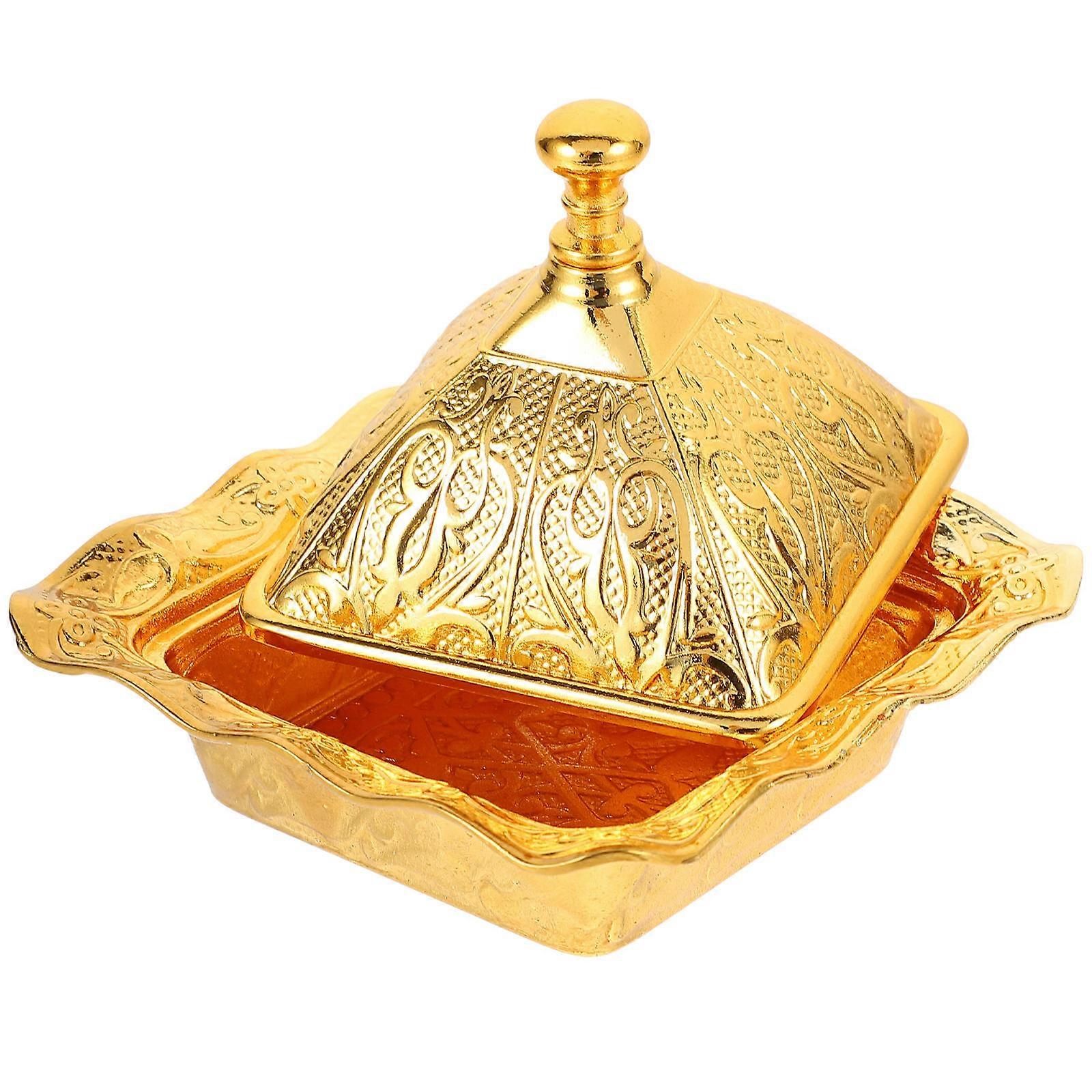 Vintage Style Sugar Storage Jar with Lid for Coffee Shop Use 3Pcs Zinc Alloy Dust-proof Square Bowl