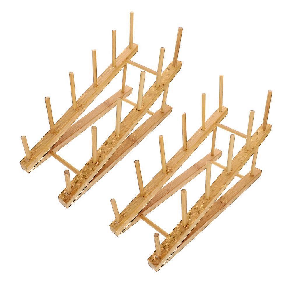 Wooden Dish Rack for Storage 5 Tier Desktop Organizer 6Pcs Set