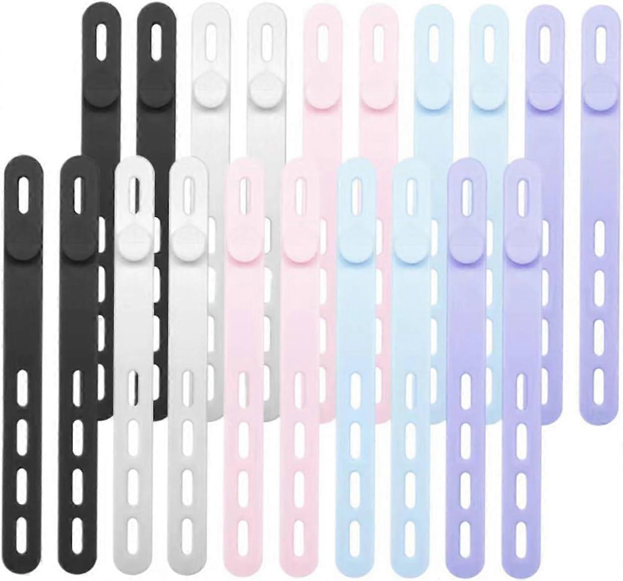 20 Pcs Silicone Cable Ties, Reusable, Washable, Elastic and Adjustable