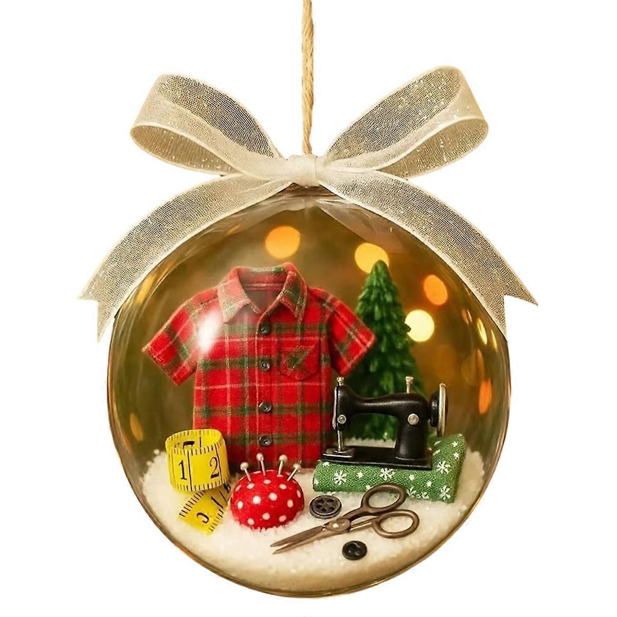 Mini Snow Globe Sewing Machine-Themed Christmas Ornament Hangable Snow Globe Ideal for Indoor Wall