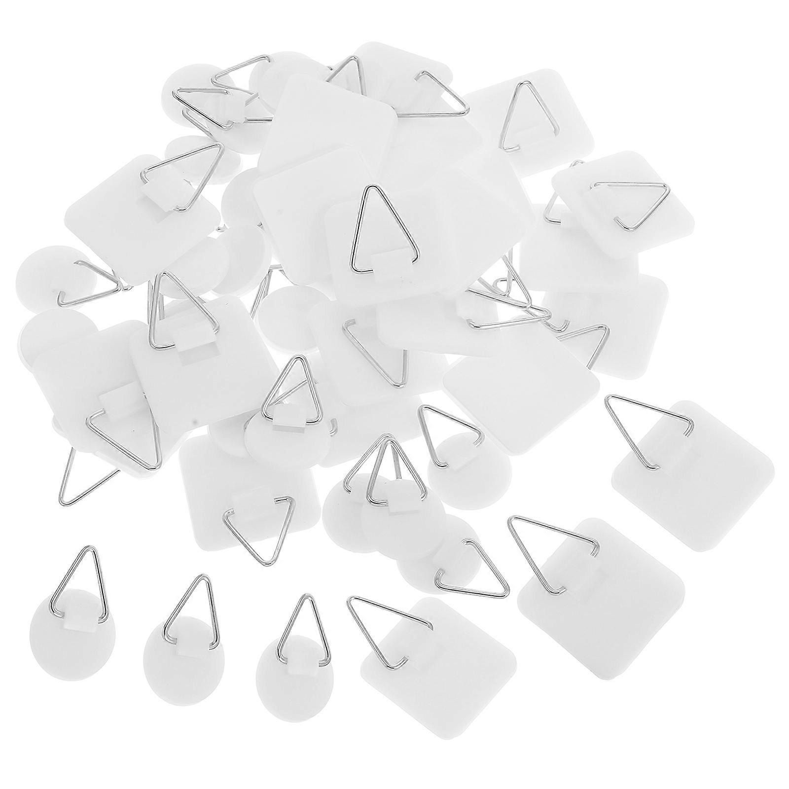 Removable Hooks for Hanging Adhesive Plate Hangers White 50Pcs Set
