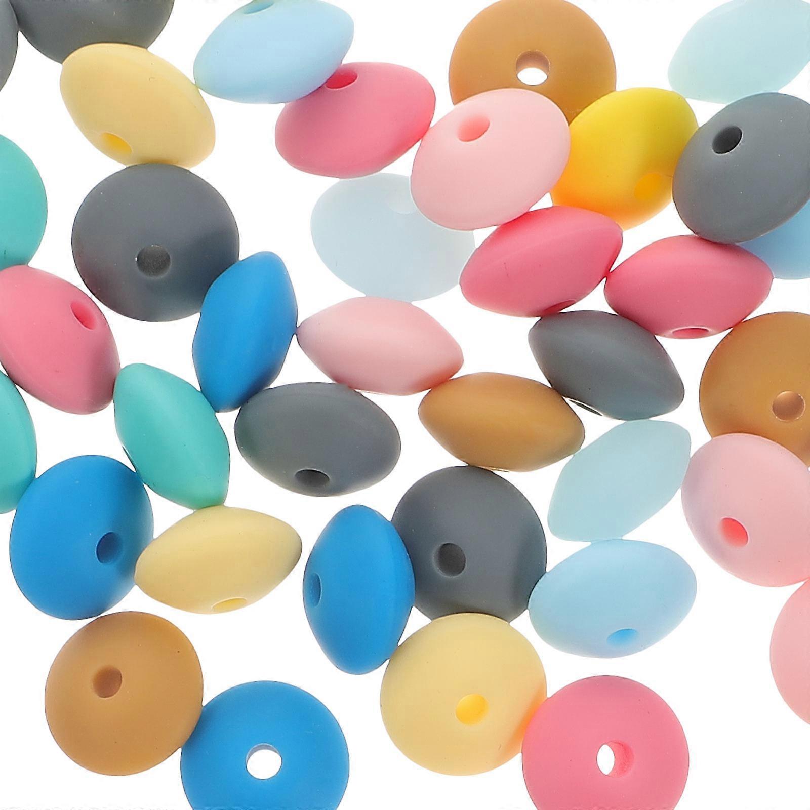200 Pcs Oblate Silicone Beads Available In Assorted Color Perfect For Handmade Bracelets And Craft Enthusiasts