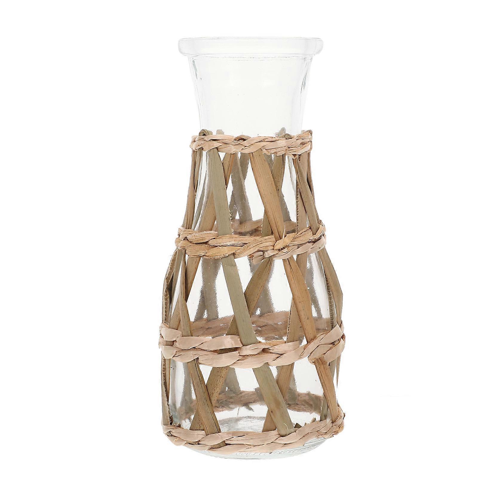 Rustic Glass Vase Woven for Flower Arrangement 4Pcs Table Centerpiece