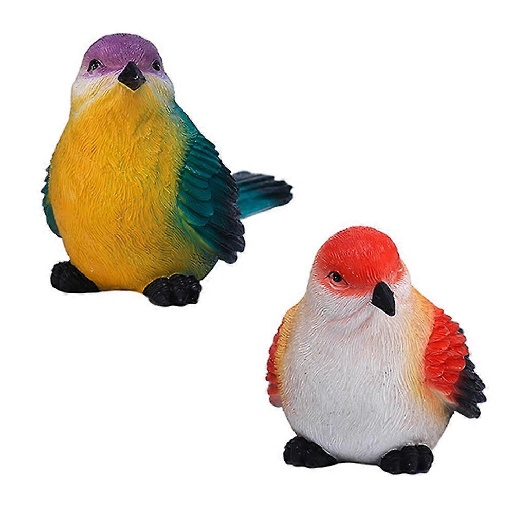Resin Bird Models for Garden Decoration 4 Pieces Assorted Colors