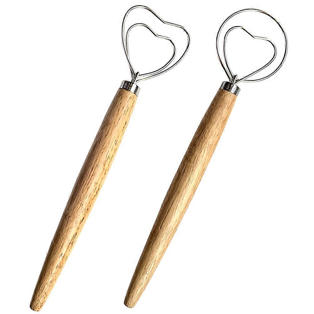 Whisks For Cooking 2Pcs Kitchen Dough Whisk Handle Flour Coil Mixer Ergonomic Baking Tools 33.3x7.5cm