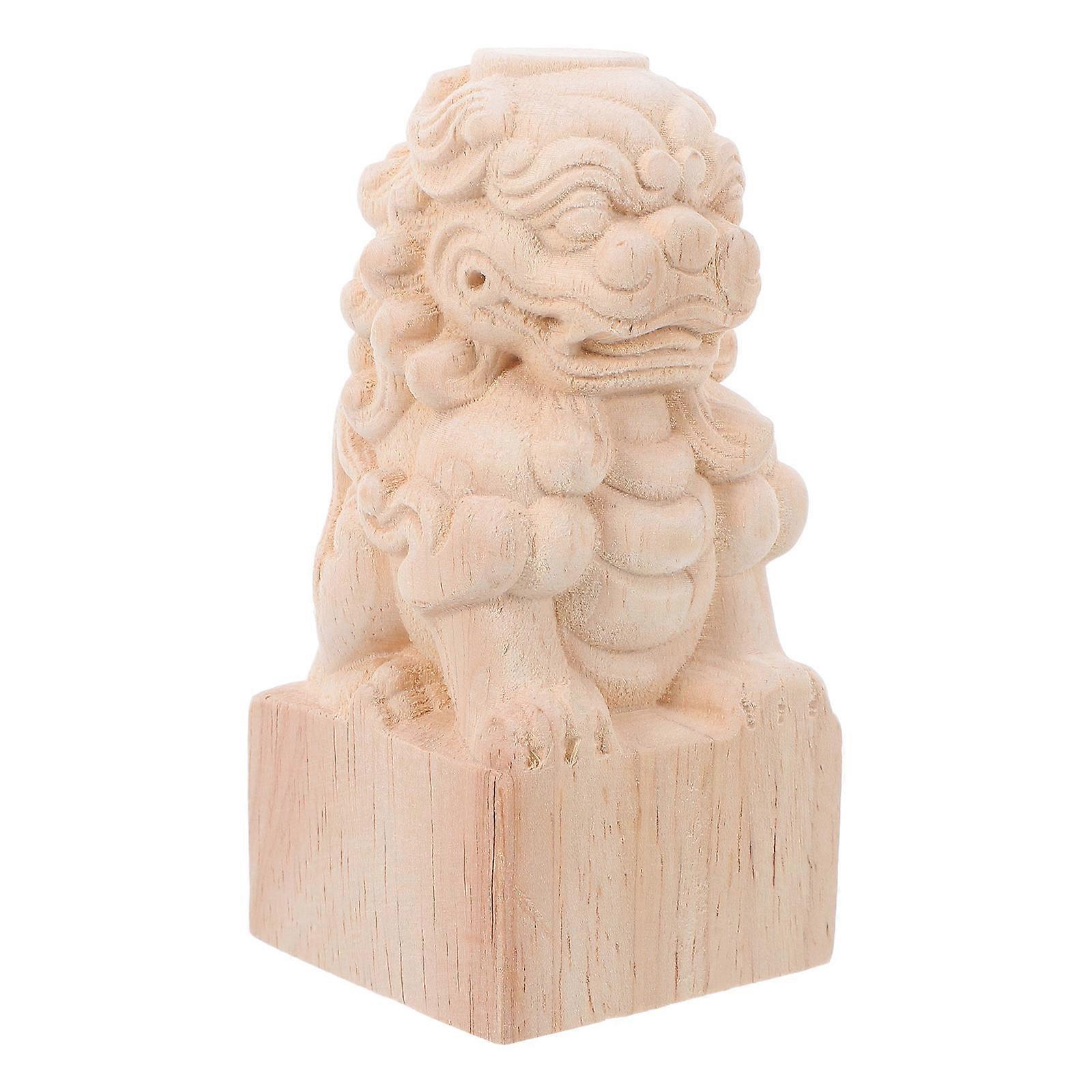 4Pcs Unfinished Wooden Lion Sculpture Bridge Post Top Decoration Symbolizing Strength for Outdoor Spaces