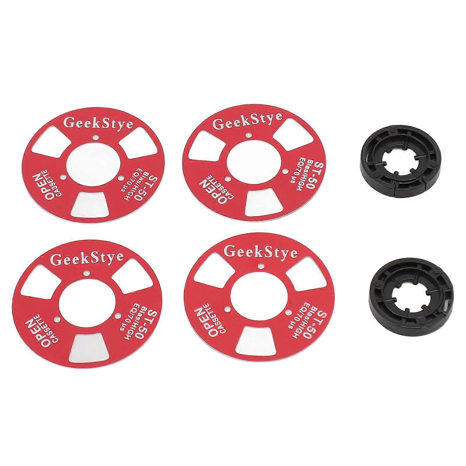 DIY Reel to Reel Cassette Retro Blank Metal Reel Cassette Tape with 4 Reels 2 Wheel for Music Recording Red