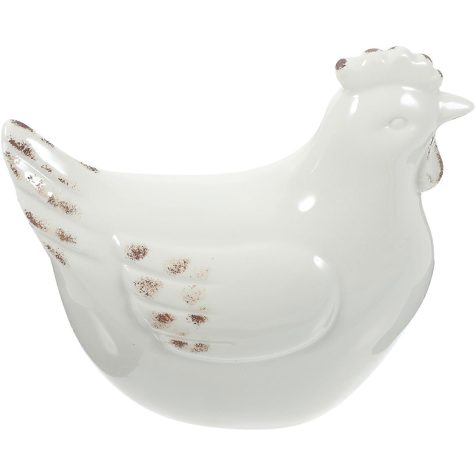 Ceramic Hen Decor Hen Figurine for Decor 2Pcs White Ceramic Craft
