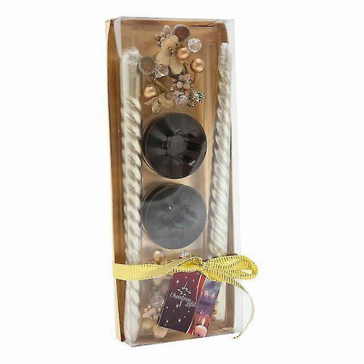 Christmas Decoration candle in holder with decorative ring gold color 6/1