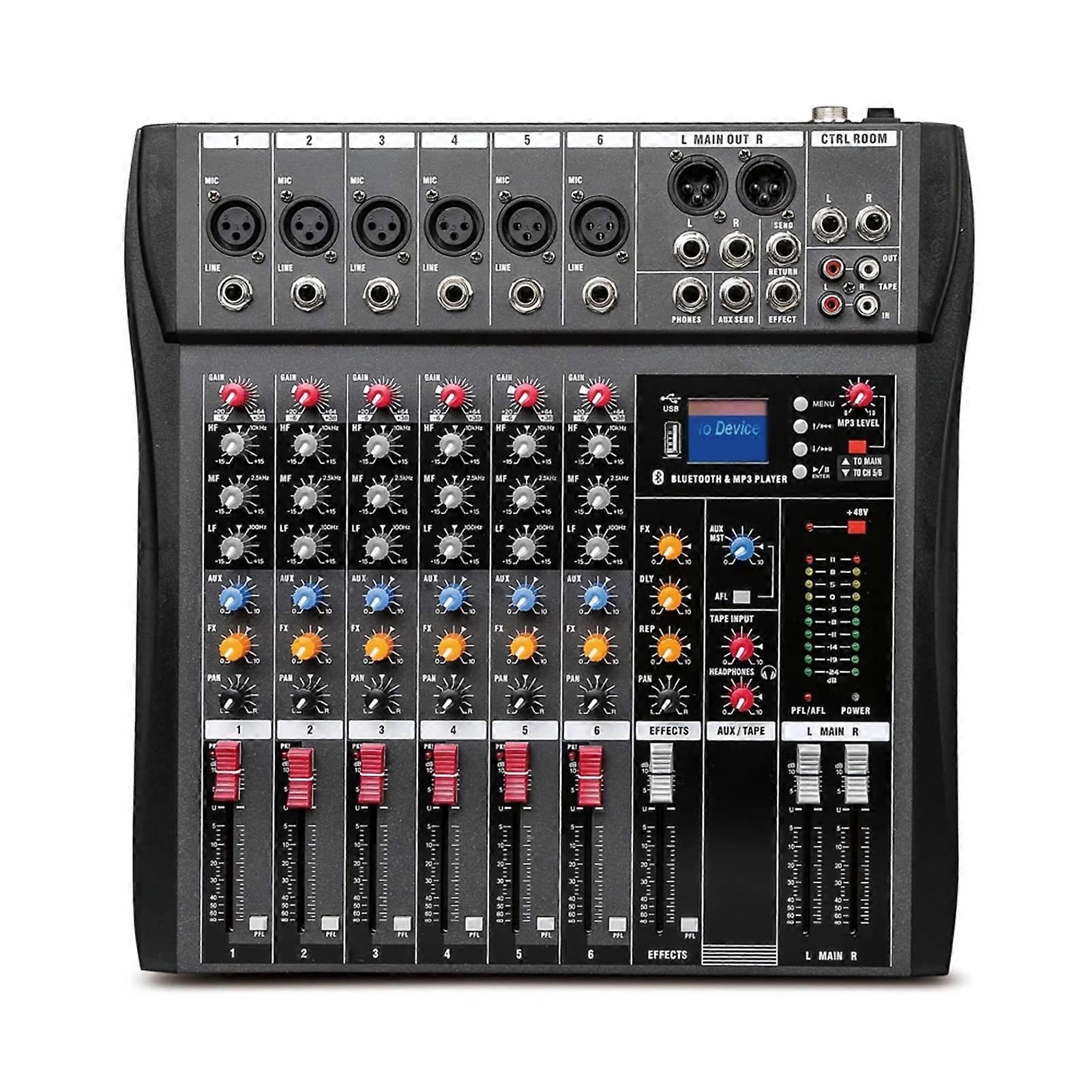 DJ Mixer Professional Audio Mixer with USB Sound Card, High Bass Bluetooth Compatibility for Studio and Party Recording