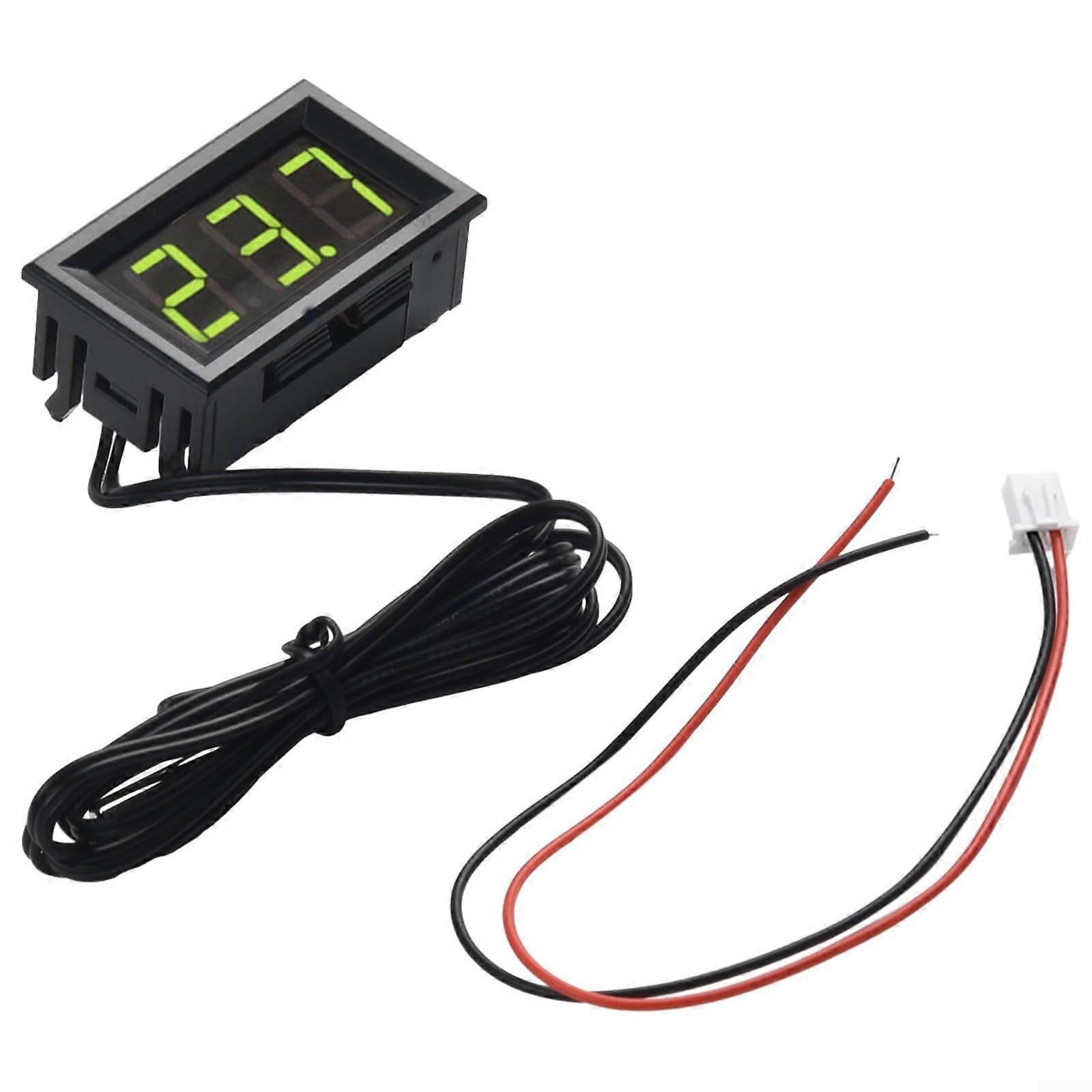 Digital Car Temperature Panel Meter Gauge 50 To 110 C, DC 512V, 1M Metal Probe, 0.1 C Accuracy, LED Display, Green