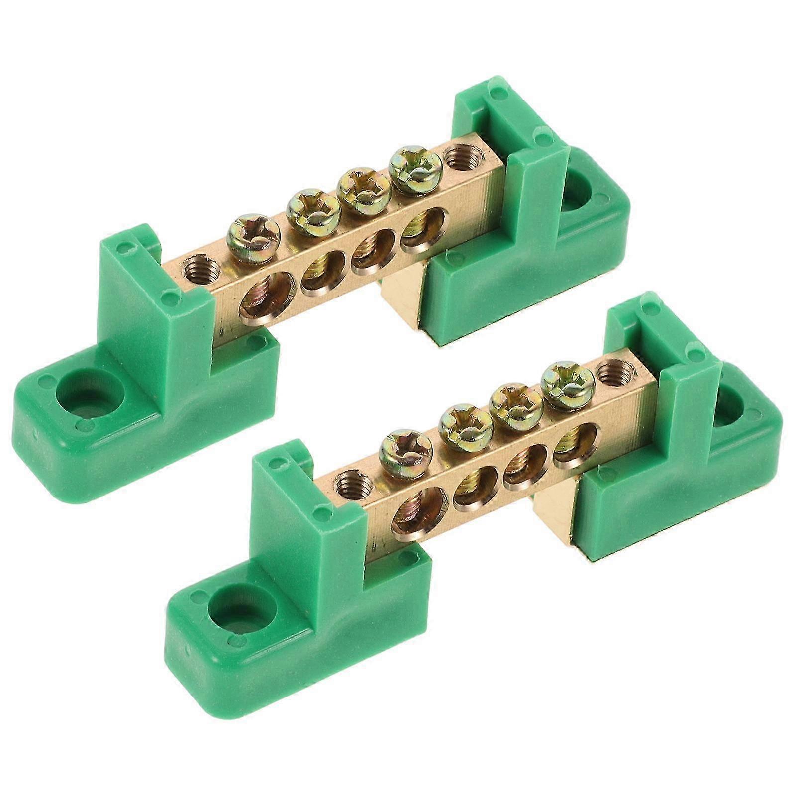 Copper Ground Terminal Block for Electrical Equipment, Prevents Loose Wires, 2-Pack