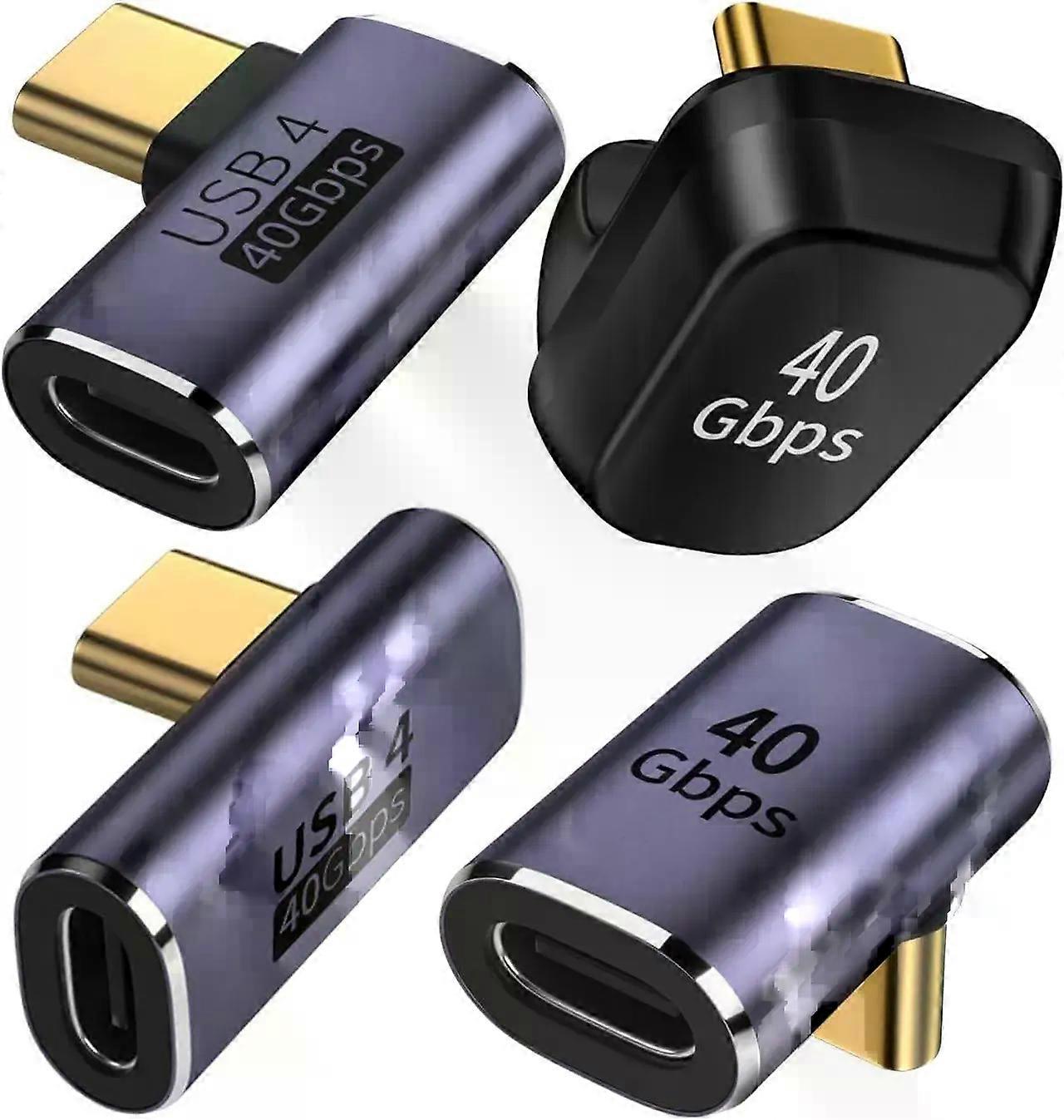 4 Mixed USB C Adapter USB 4.0/Thunderbolt 4 with 100W 40Gbps 90/180 Degree Right Angle, U Shape Connector Extender for Mobile Phone, Switch, Steam Dec