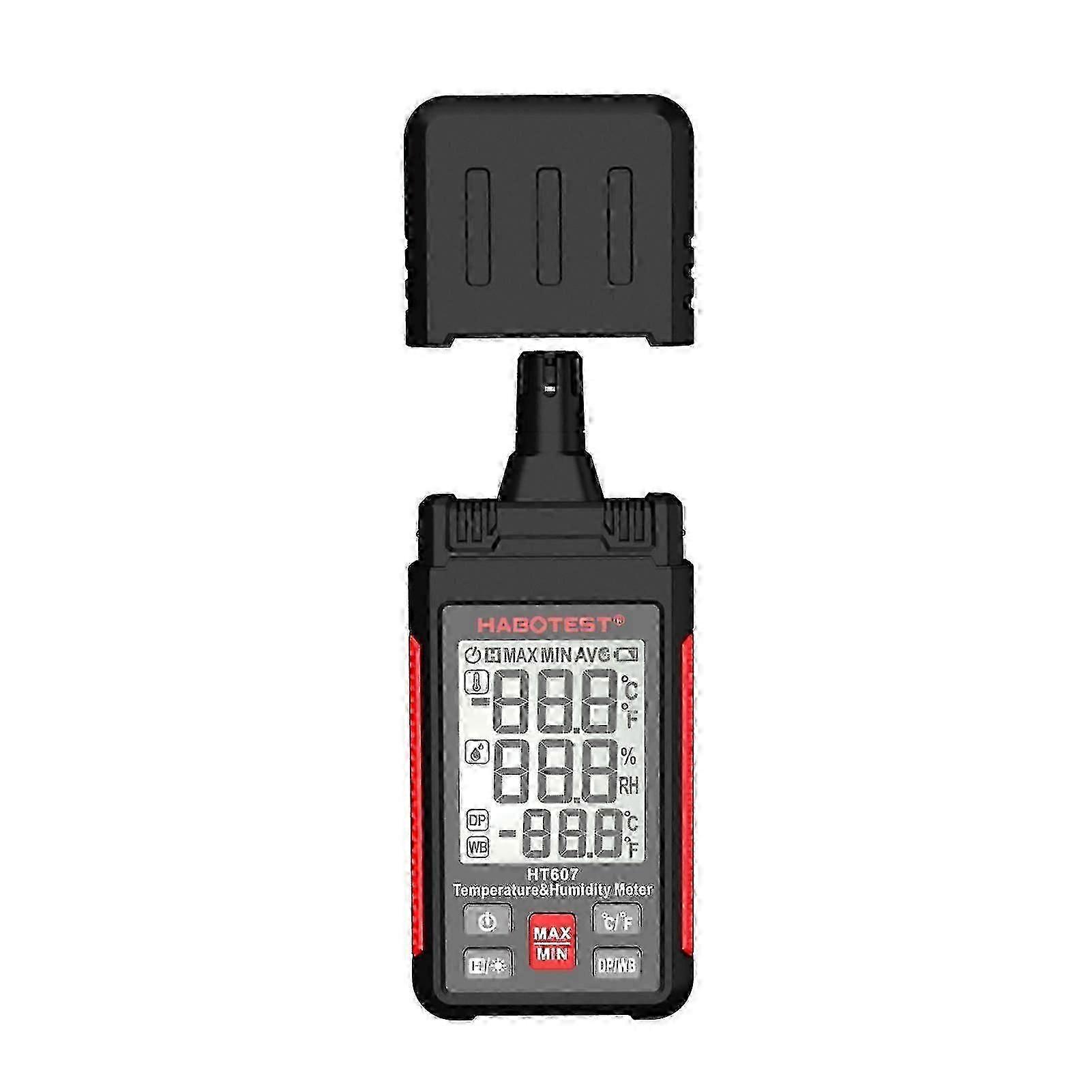HT607 hygrometer measures wet dry bulb and dew point