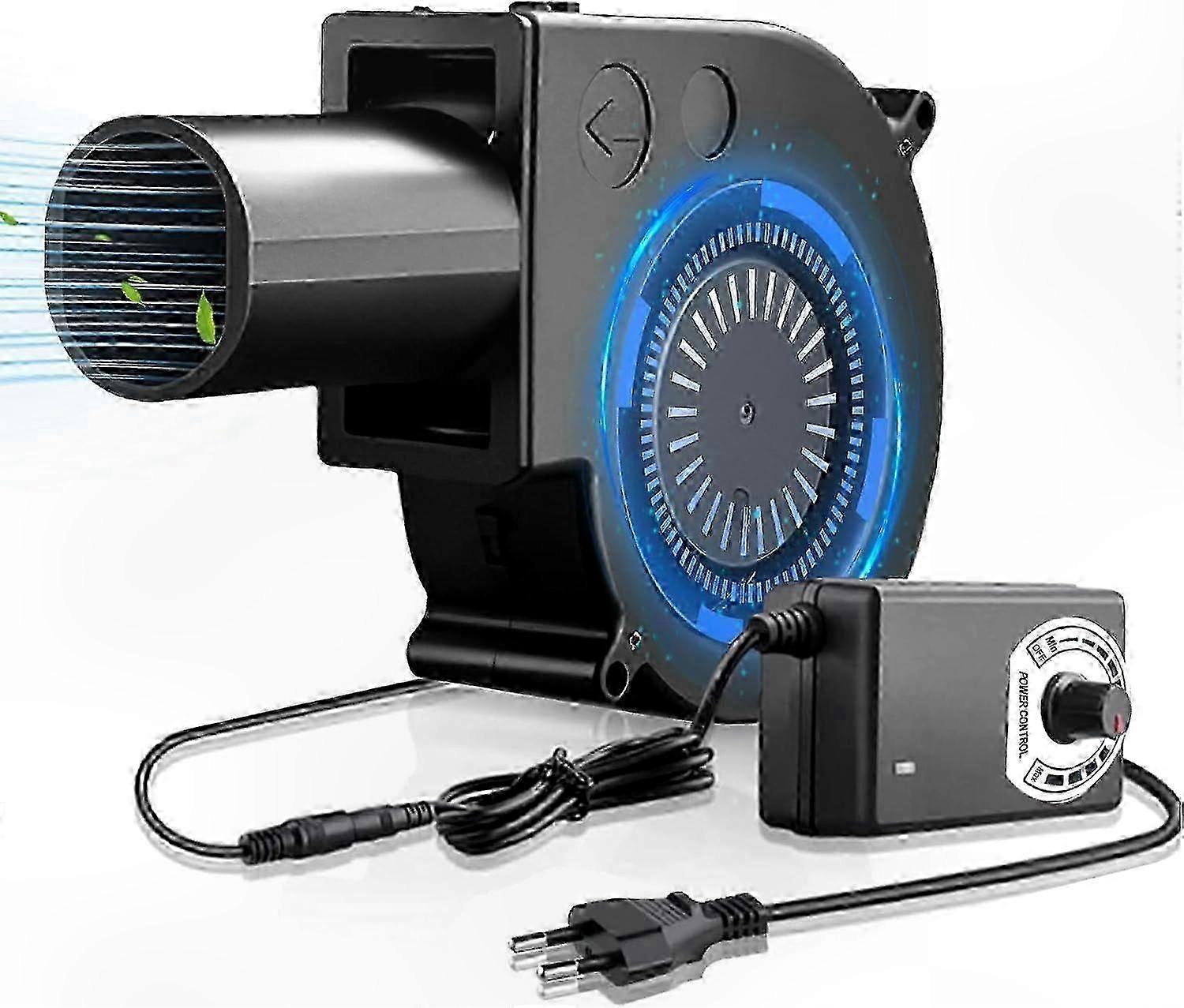 12V/220V Radial Fan with Speed Controller for Home Ventilation, BBQ, Fireplace