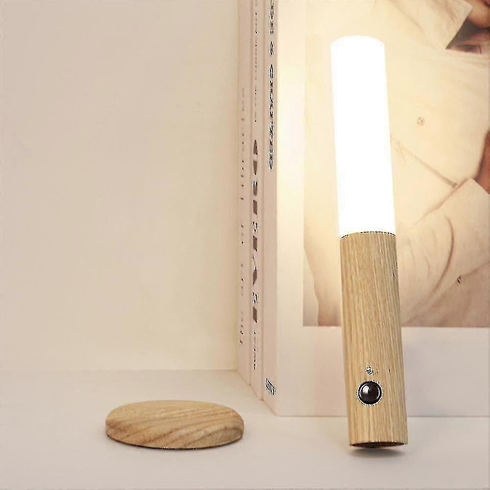 Wireless Motion Sensor, Smart Baton, Led Light, Magnetic Base And Usb Charging-ash Wood