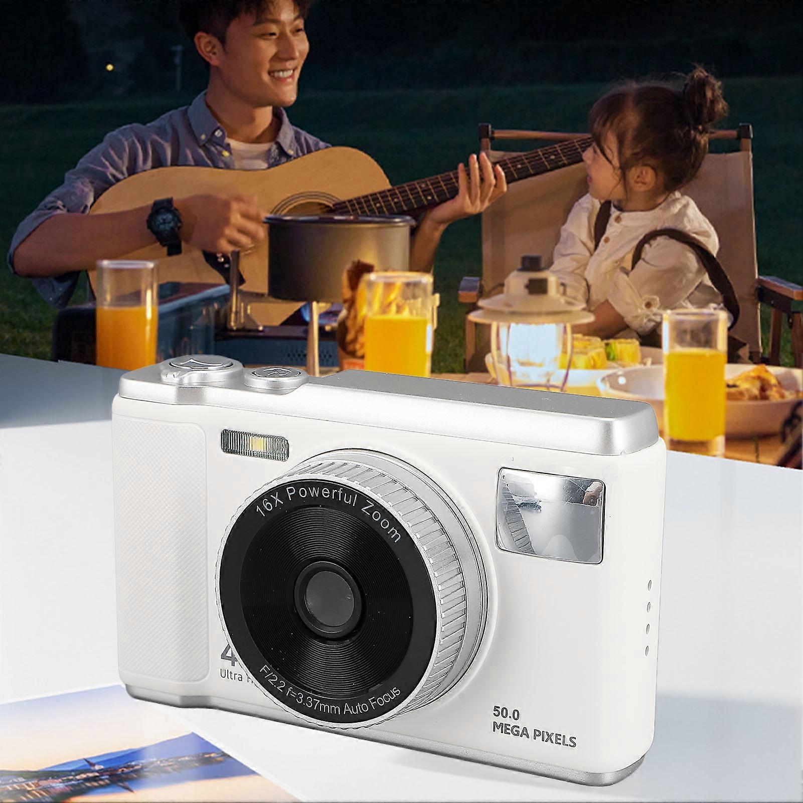 4K Digital Camera 50MP 2.8inch Screen Autofocus Vlogging Camera with 16X Digital Zoom Flash Anti Shake for Teens Adult Beginner White 