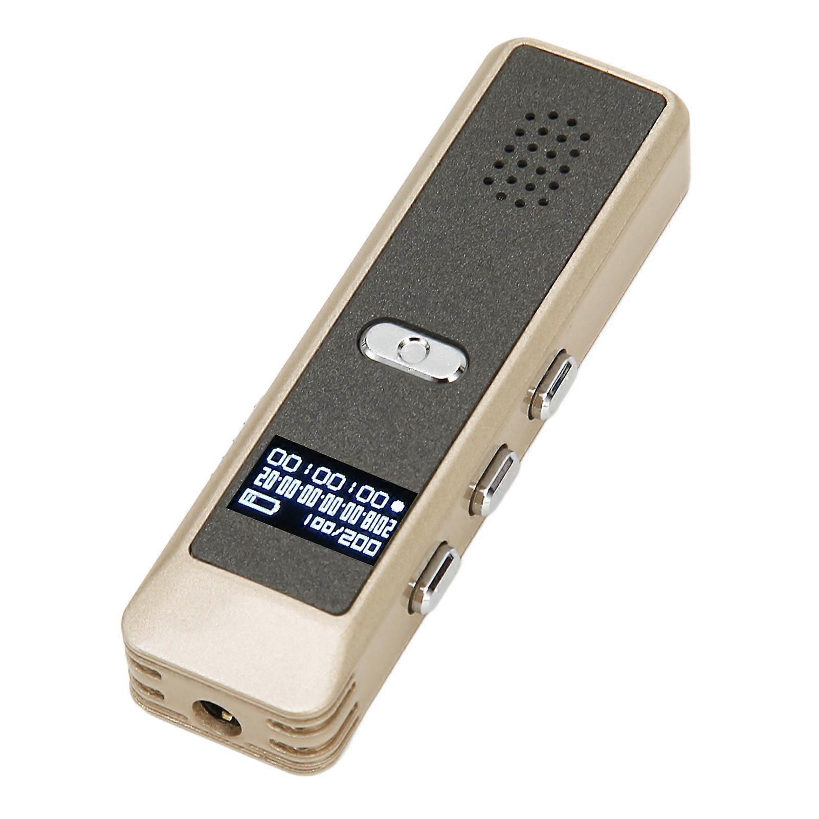 Voice Activated Recorder AI Intelligent HD Noise Reduction MP3 Player Mini Voice Recorder Gray Mirror Surface Gold Shell 8GB