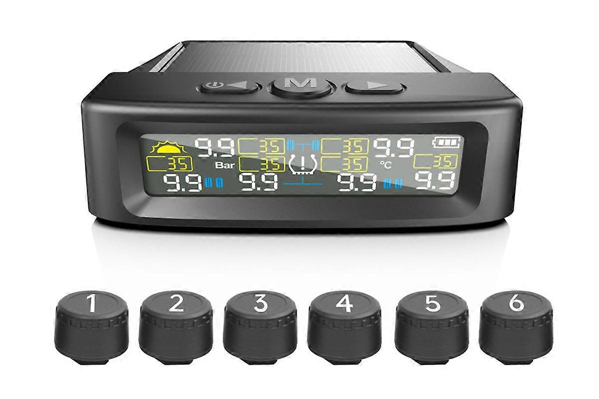 Tire Pressure Monitoring System Solar Charge TPMS with 6 External