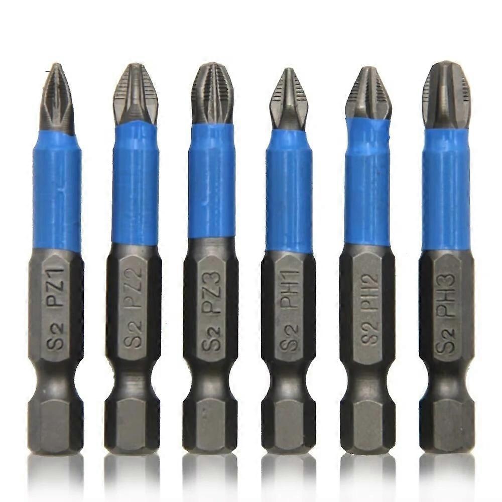 6pcs Anti Non-slip Screwdriver Bits Cross Head Drill Driver Screwdriver 1/4" Hex Shank Precision S2 hexagonal handle Hand Tools