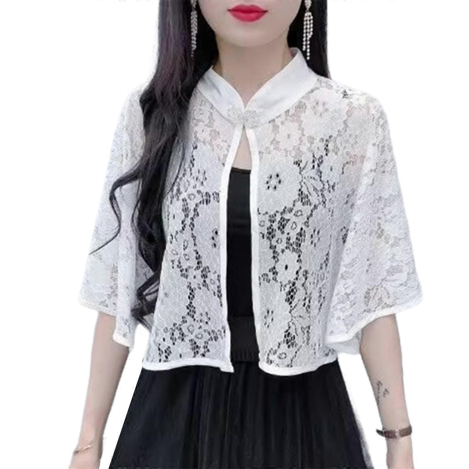 Button Down Trim Superimpose Garment Layering Part Shawls and Wrap Comfortable Cover Up For Various Epochs  White