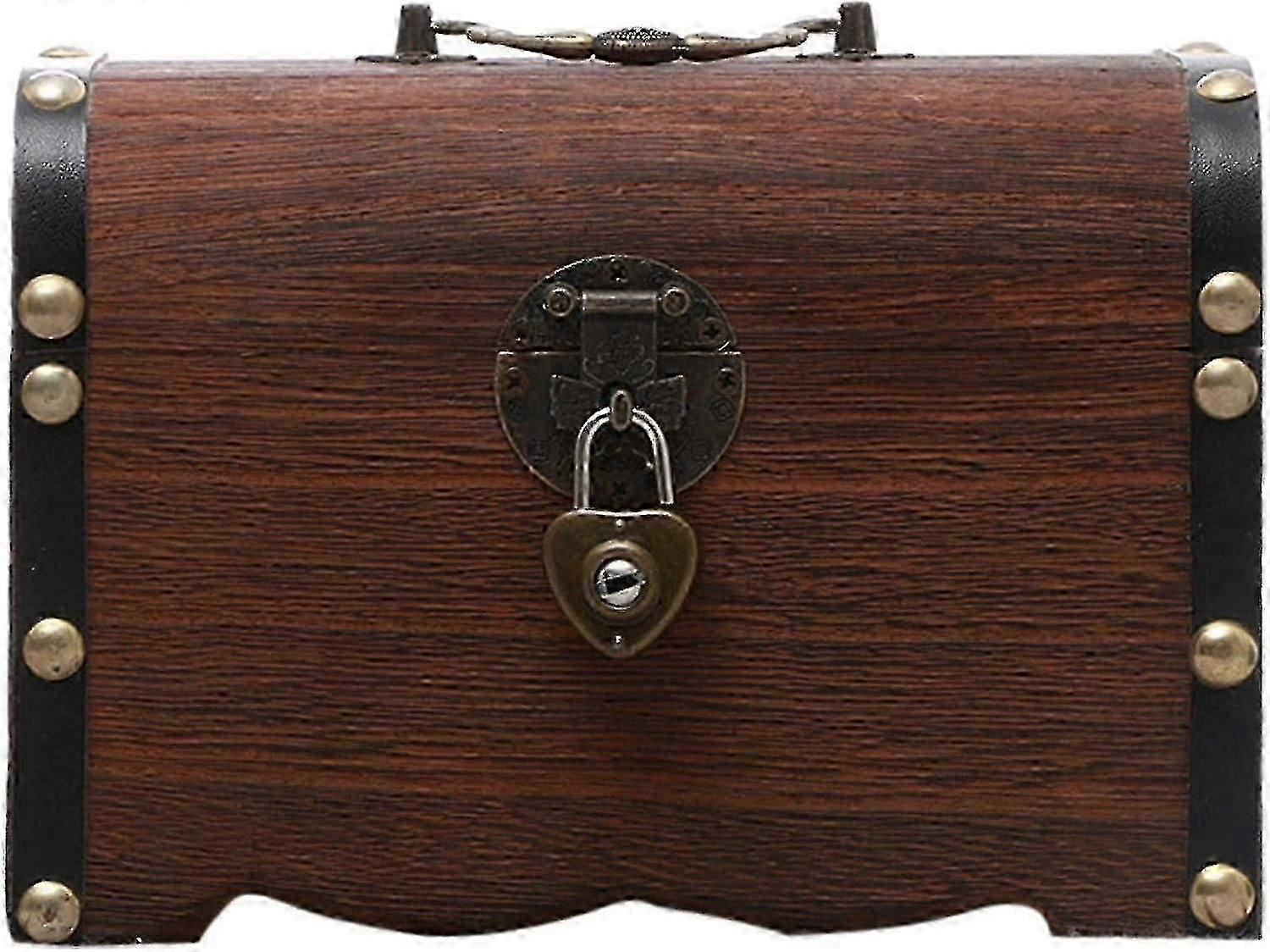 Ξύλινος κουμπαράς με κλειδαριά και κλειδιά, 1pc ρετρό χειροποίητο σεντούκι θησαυρού από μασίφ ξύλο