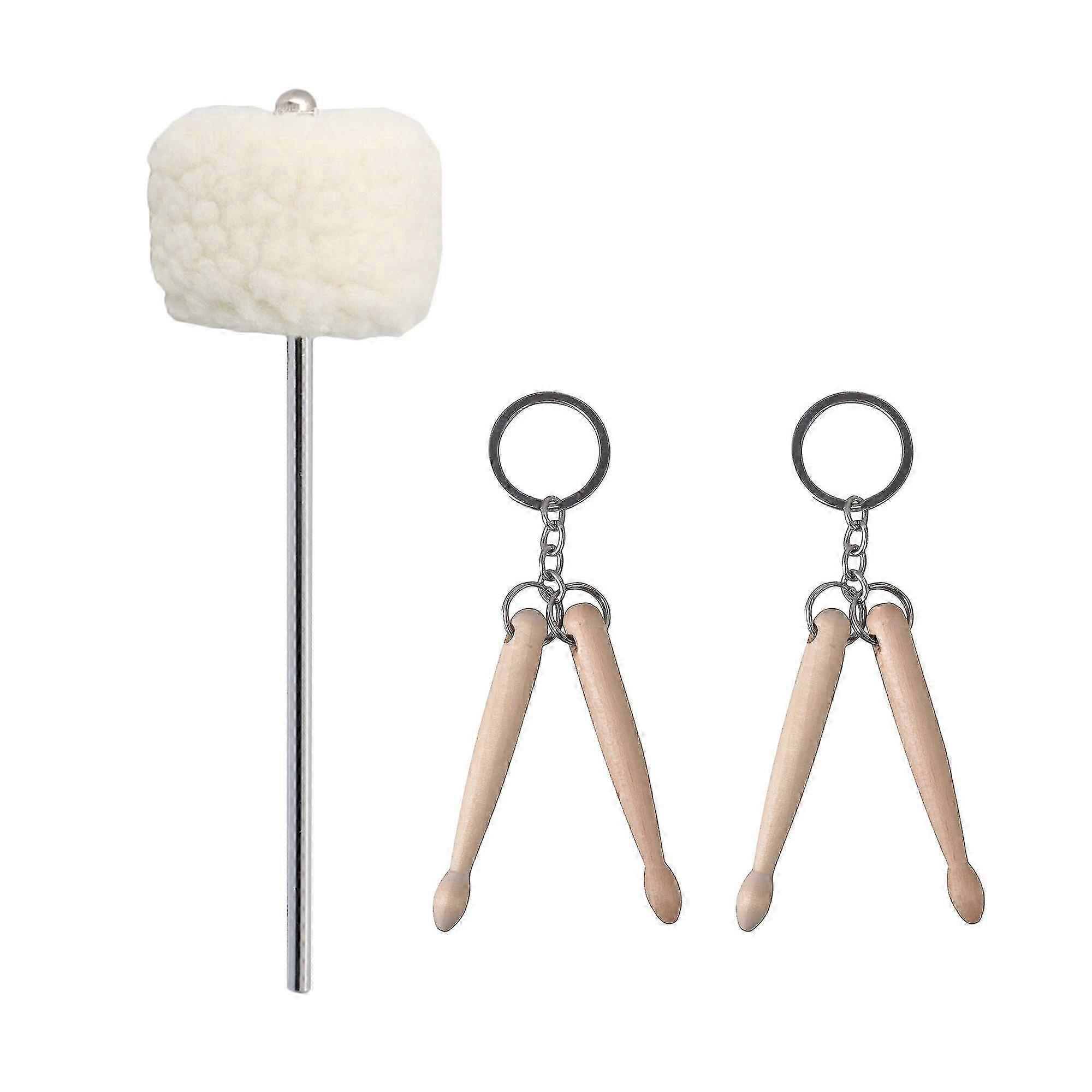 Drum Stick Keychain 3.19 inch Length with Drum Felt Pedal Beater Set
