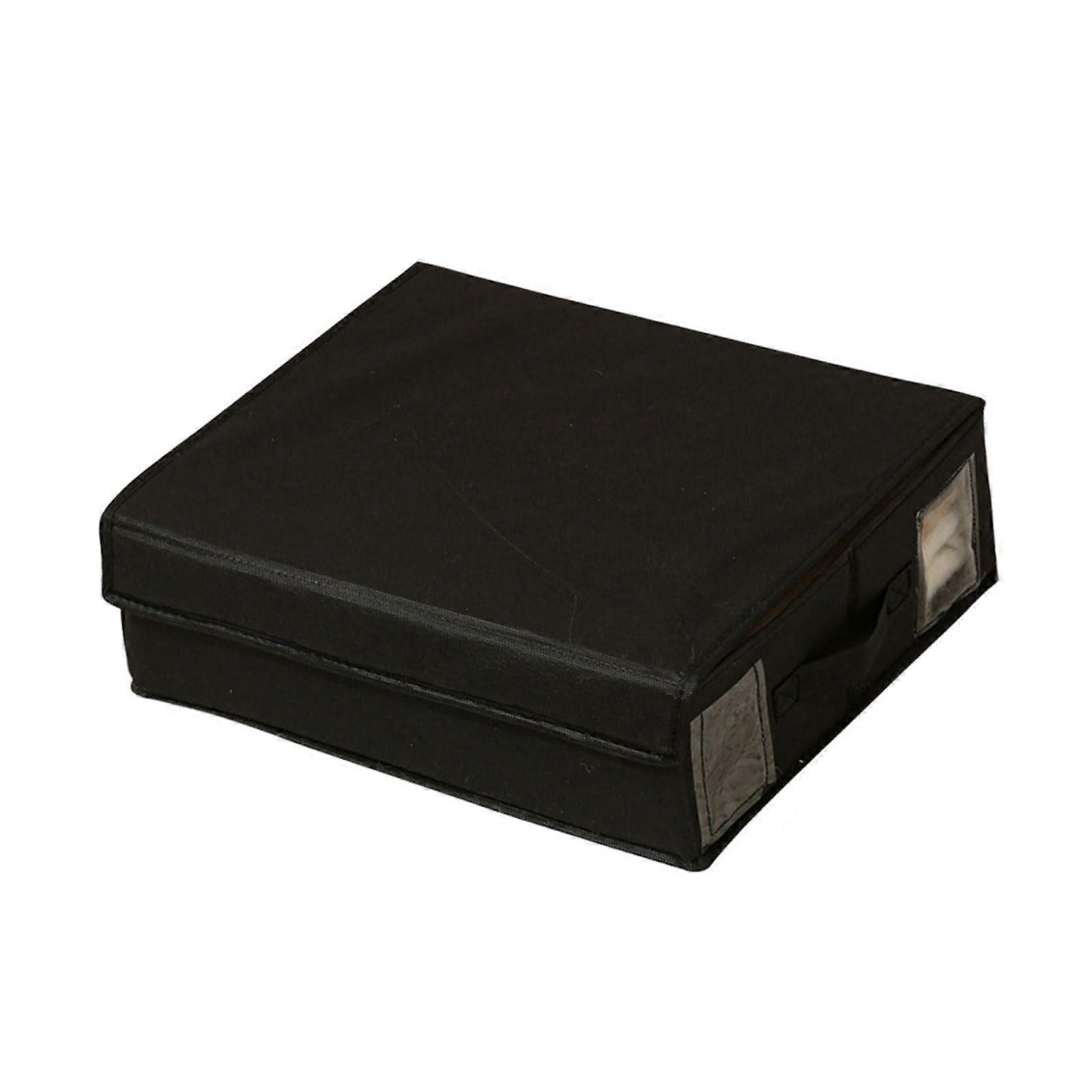 Multipurpose Non Woven Fabric Bedding Storage Box Foldable Design Portable Organizer For Sheets And Blankets Black