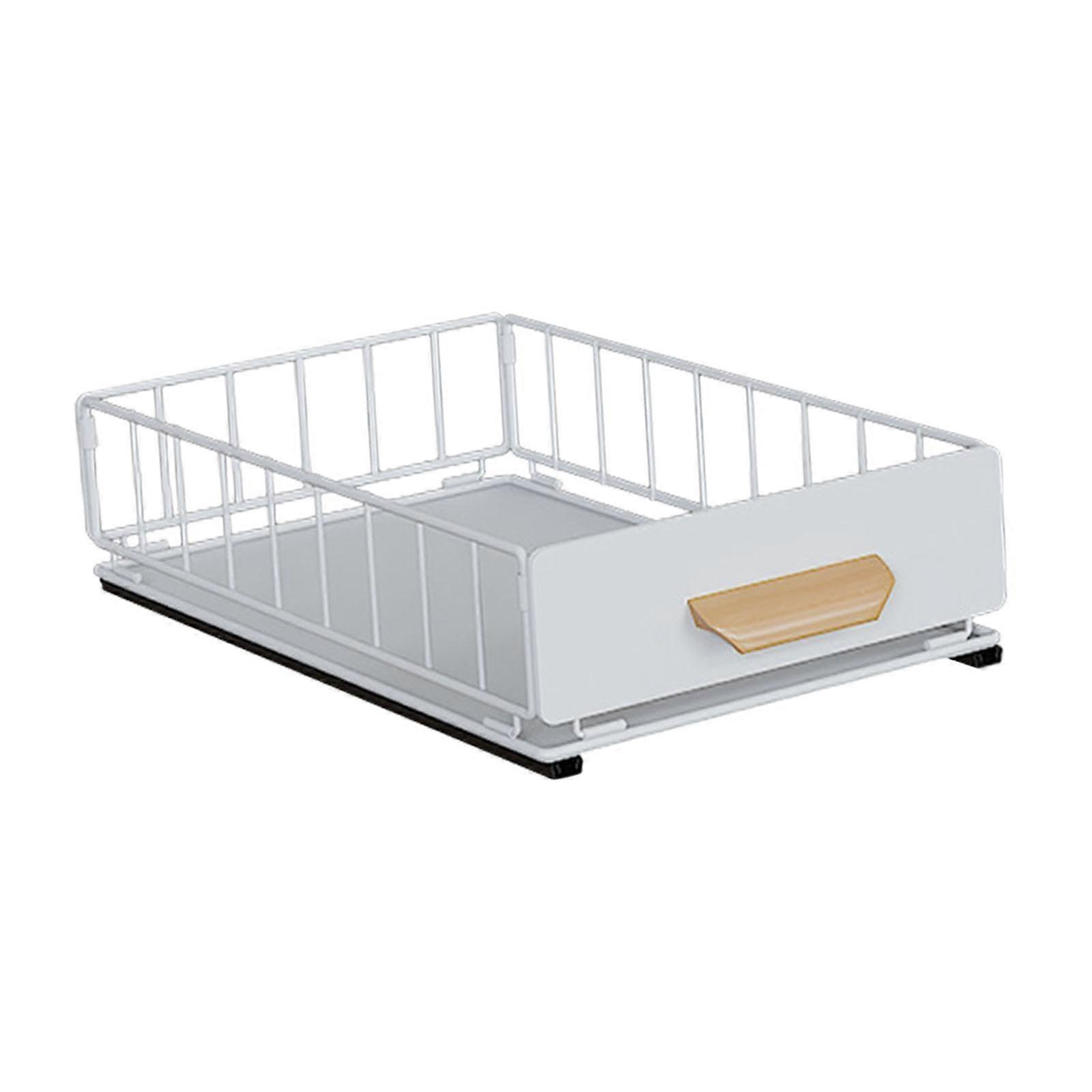 Pull Out Cabinet Organizer for Under Sink Storage Space Saving White 45x24x6 cm