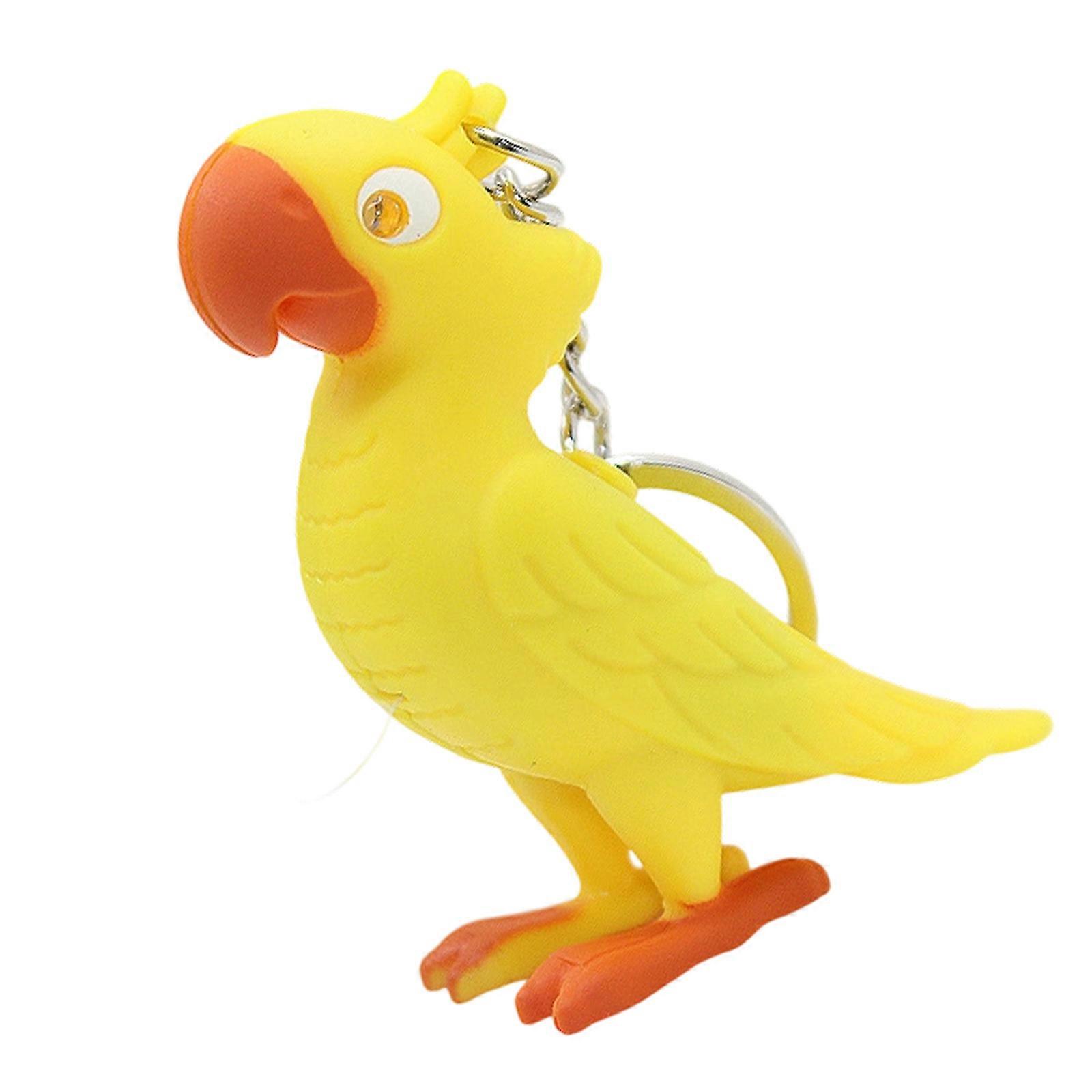 Colorful Parrot LED Keychain Featuring Animal Sounds And Portable Design Unique Key Rings Accessory  For Everyday Use  Yellow
