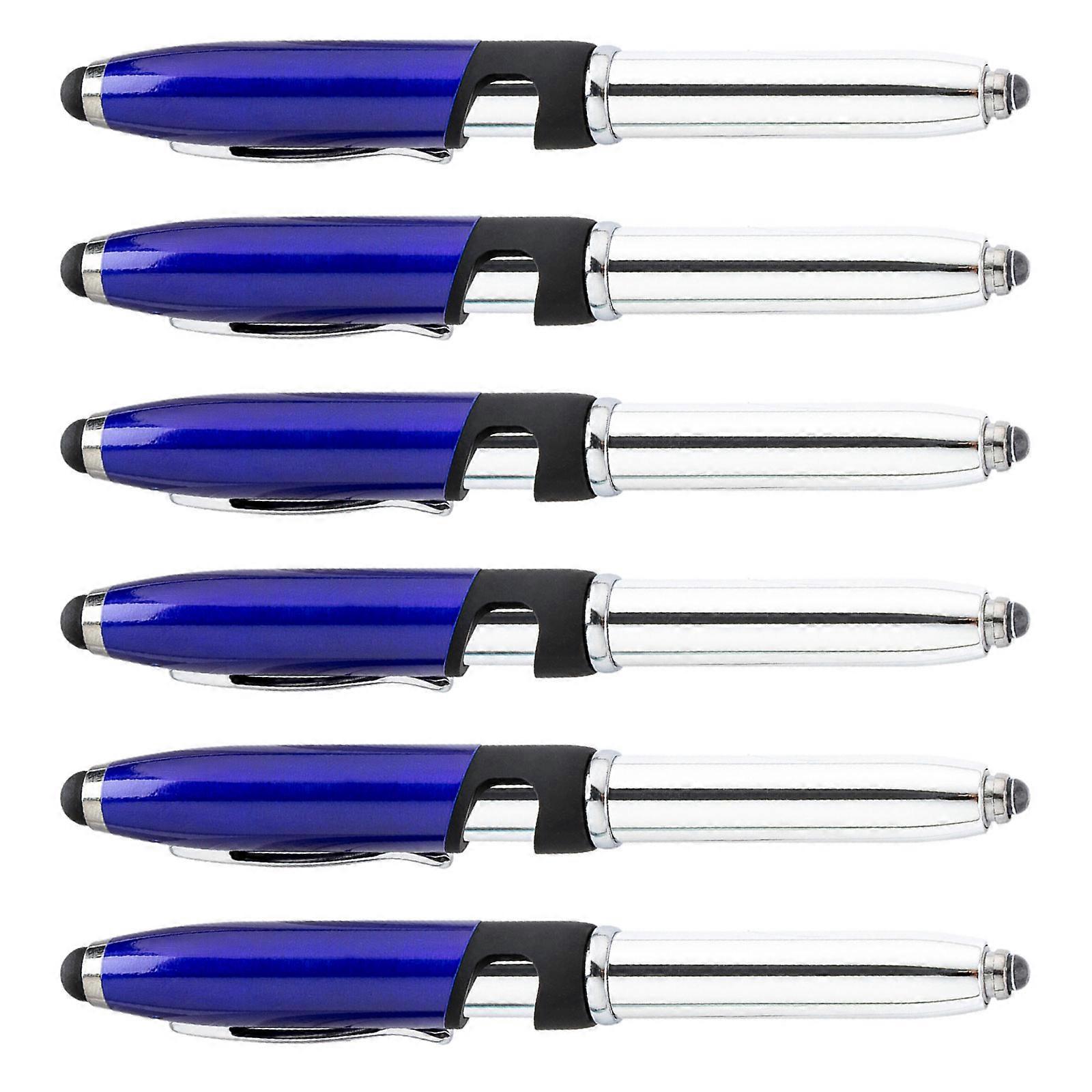 6pcs 3 in 1 Ballpoint Pen with Stylus Tip 1.0mm Black Ink Pen LED Stylus Pen Smooth Writing Pen for Student Multicolor
