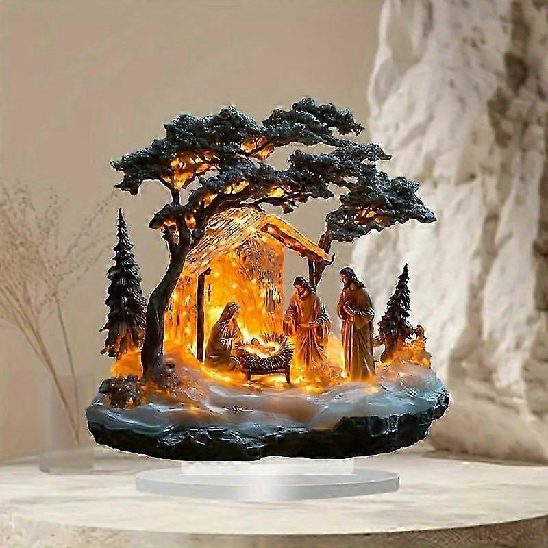 Nativity Set with LED Lights for Indoor Tabletop Christmas Display
