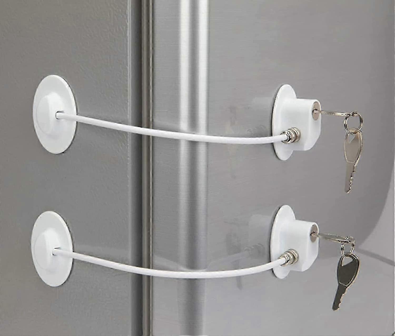 2 Pack Refrigerator Lock With 4 Keys, Refrigerator Lock Dorm Freezer Door Lock And Child Safety Cabinet Lock With Strong