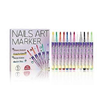 12Pcs Nail Art Graffiti Stifte Ultra feine Spitze Maniküre Marker DIY Nail Designs Wasserdichte Gel Stifte Nail Artist Tool
