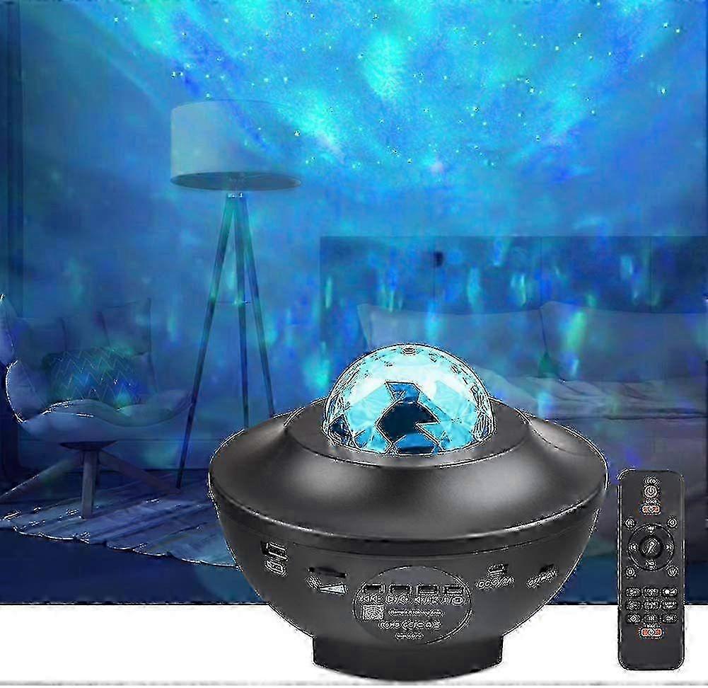 LED Projector Light - Ocean Wave Starry Night Light with Sound Sensor, Remote Control, 360 Rotating Sleep Soothing Color Changing Light 25-2