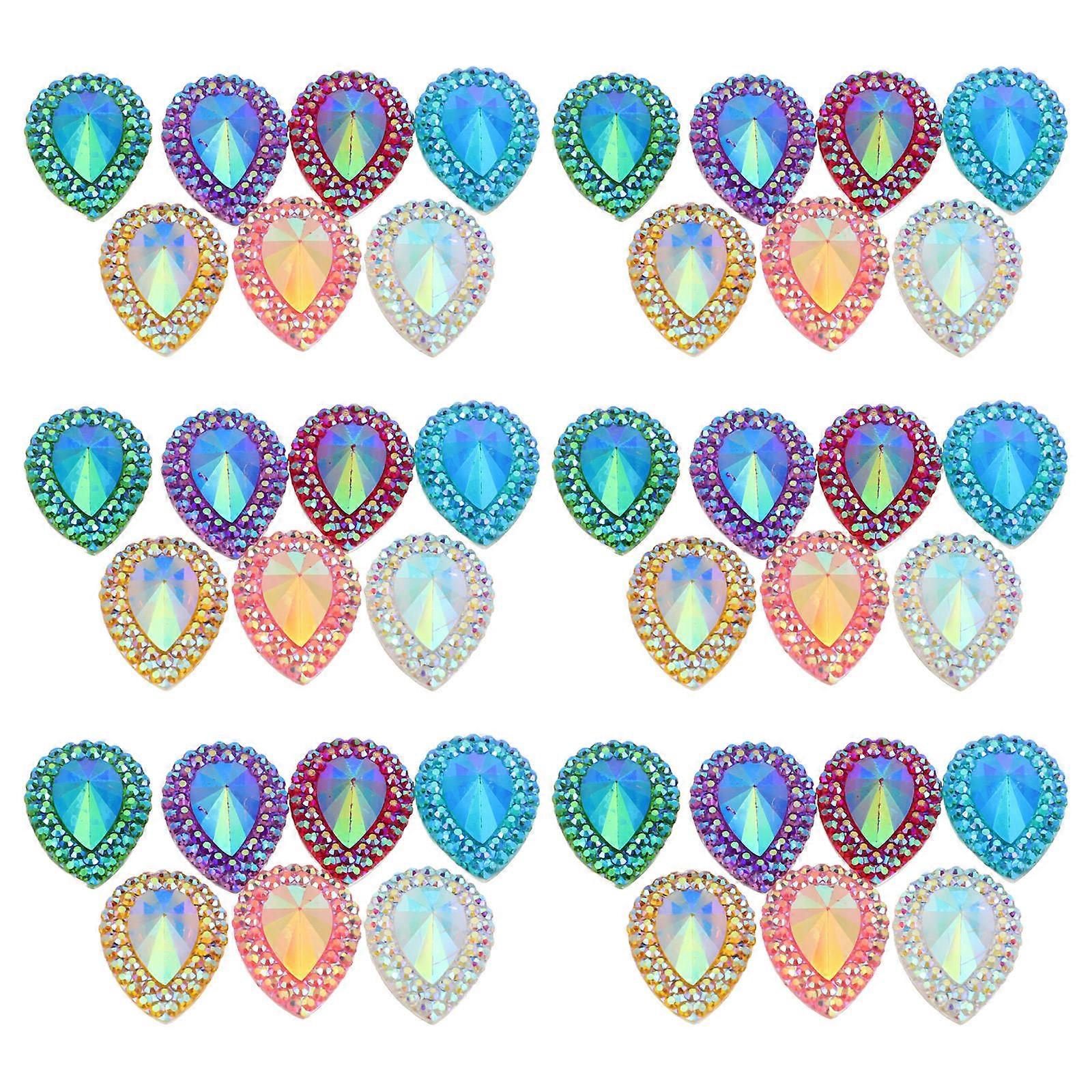 100Pcs Sparkly Flatback Waterdrop Rhinestones For DIY Jewelry Making Crafting Projects Assorted Color Durable Resin Material