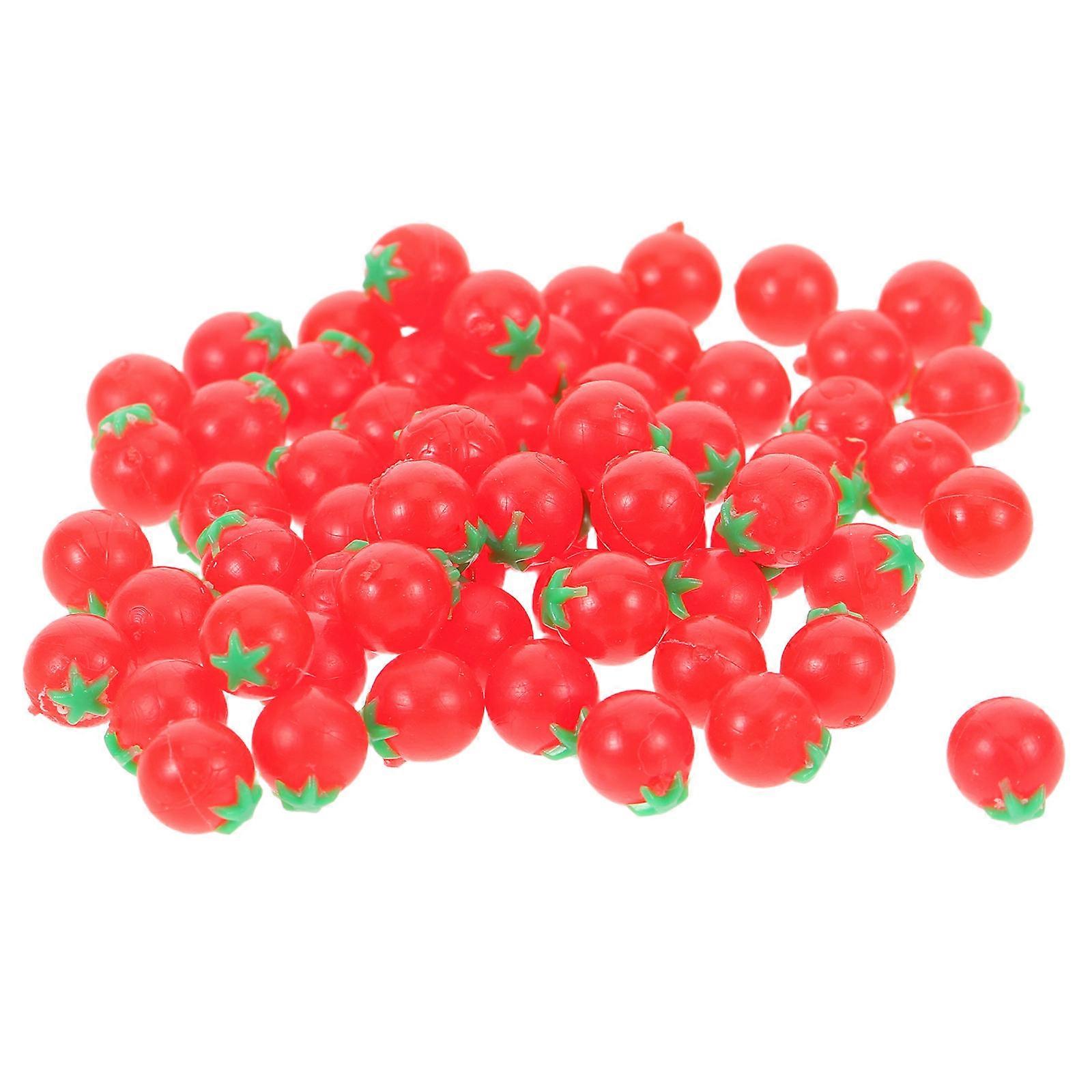 Artificial Tomato Play Props Mini Simulation Cherry Tomato Models Dollhouse Decoration Plastic Red for 100Pcs