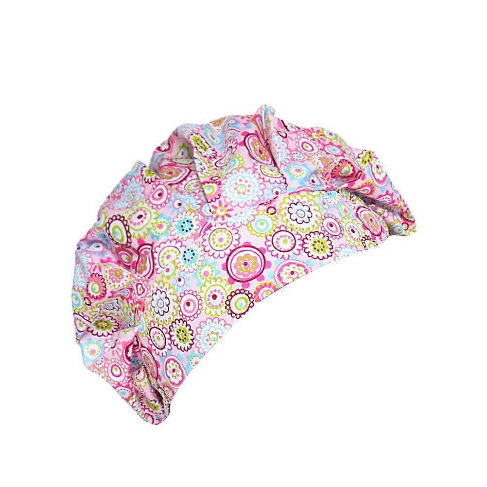 Adjustable Printed Nurse Cap for Working Use Cotton Operating Room Hat Pink