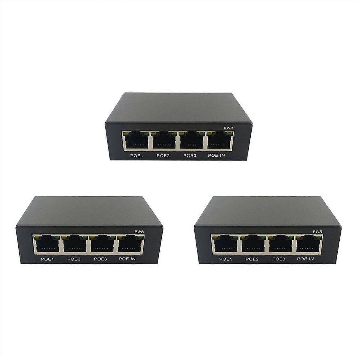 3X 4 Port Gigabit POE 100/1000M Network Switch Extender IEEE802.3Af/At Plug&Play for PoE Switch NVR 