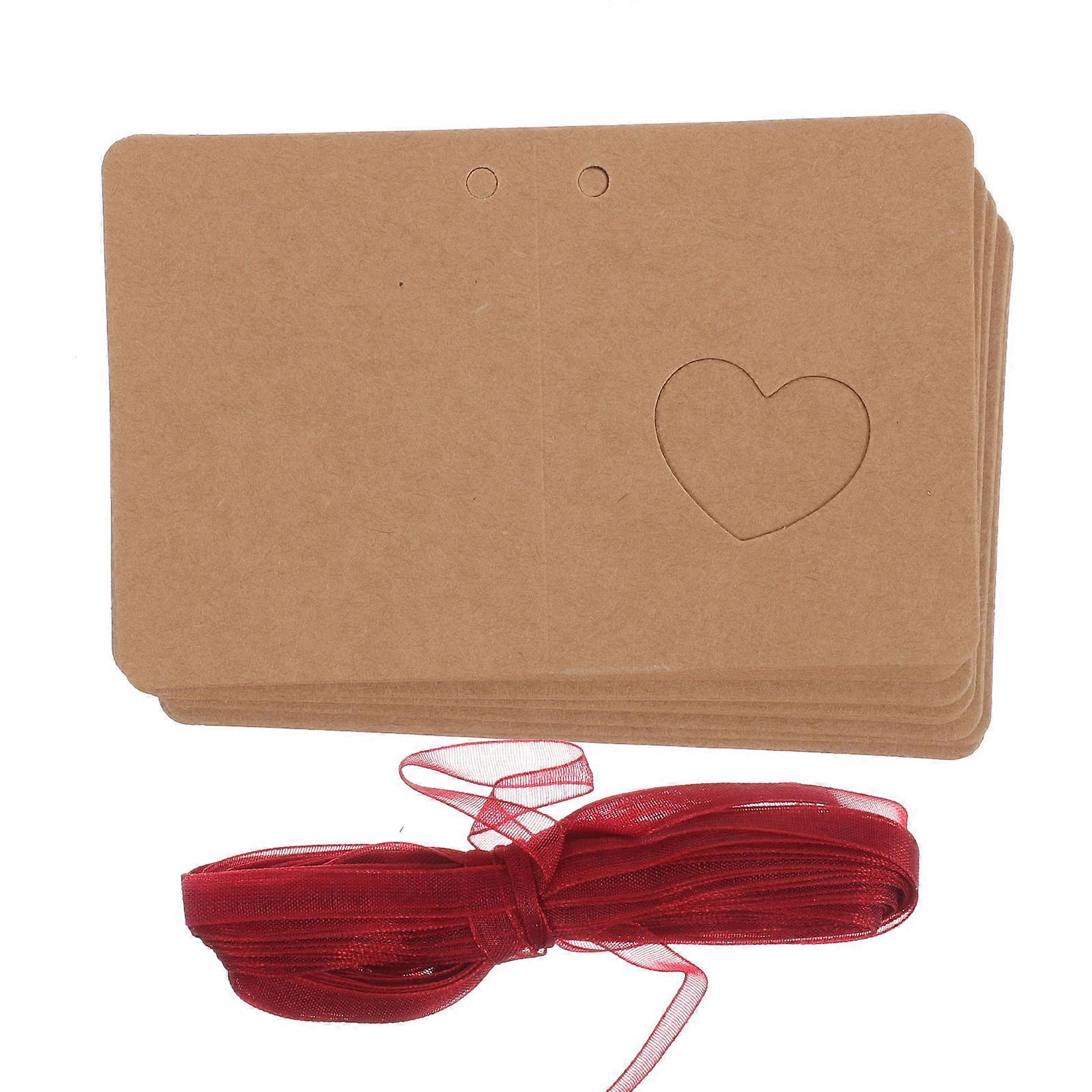 Heart Shape Tag Kraft Paper Tag for Writing 50Pcs with Red Rope for Decoration